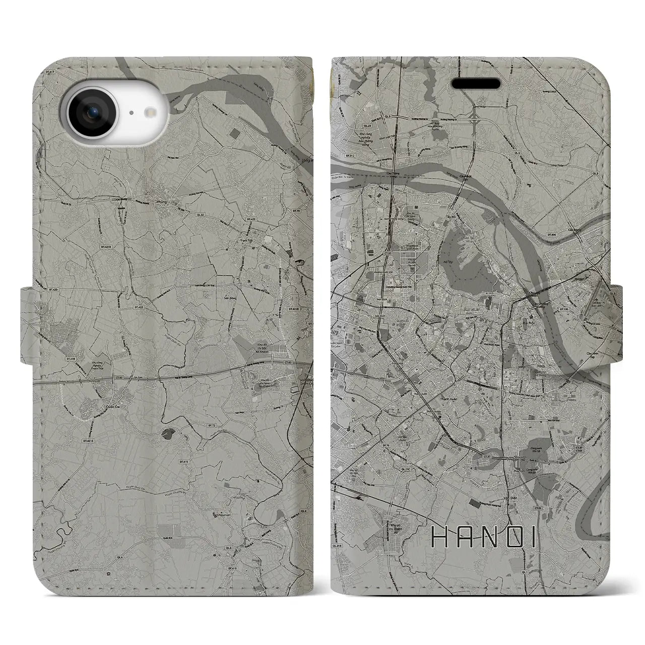 【ハノイ(ベトナム)】地図柄iPhoneケース(手帳タイプ)