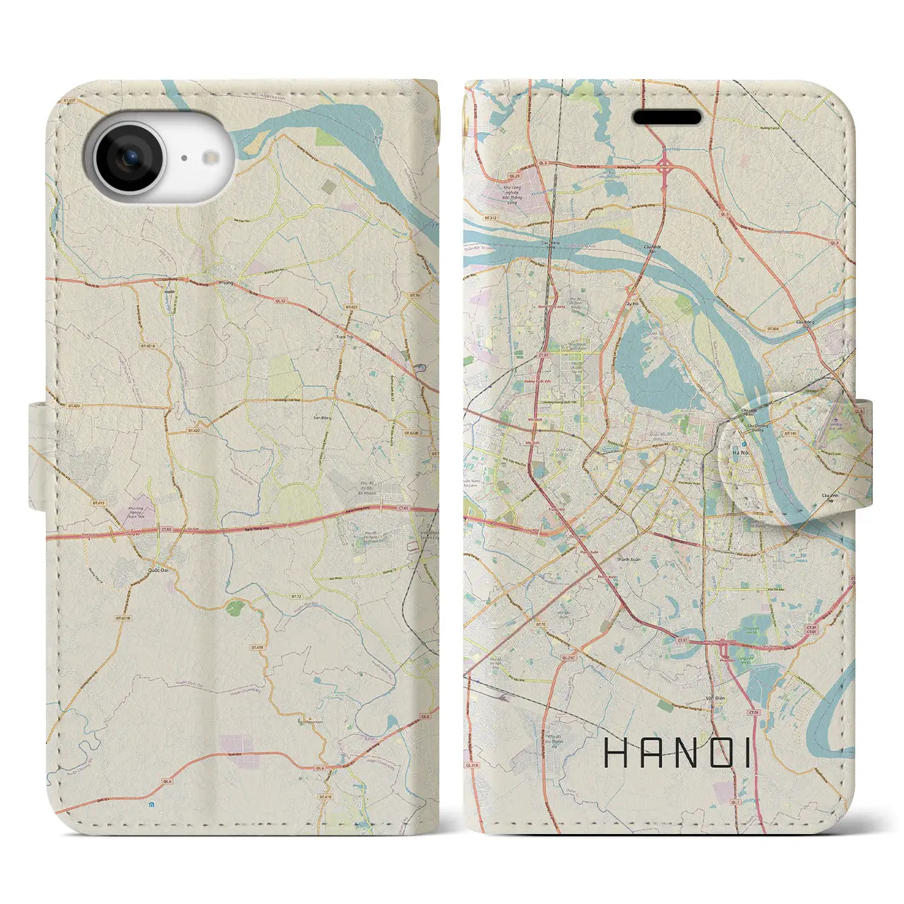 【ハノイ(ベトナム)】地図柄iPhoneケース(手帳タイプ)