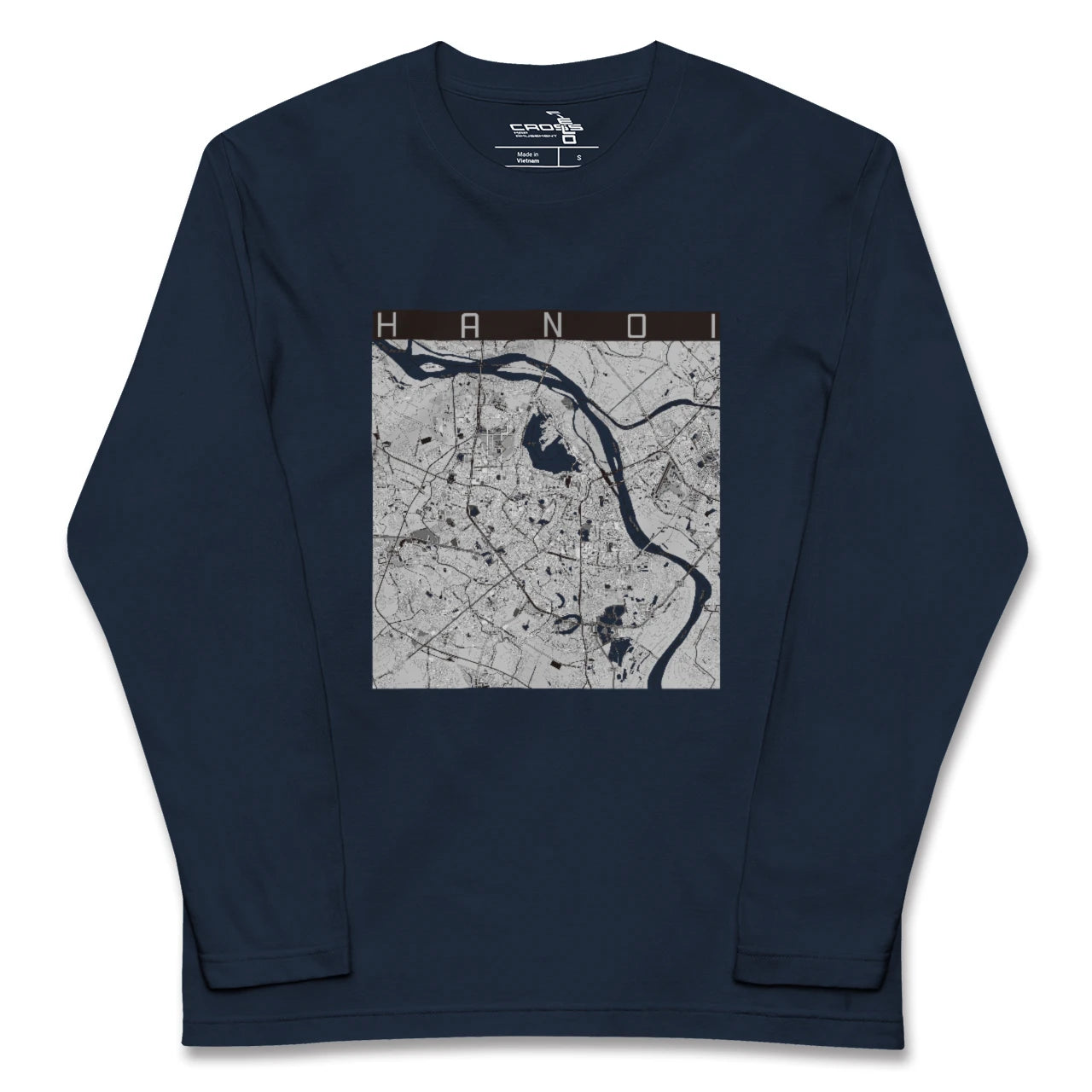 【ハノイ(ベトナム)】地図柄ロングスリーブTシャツ