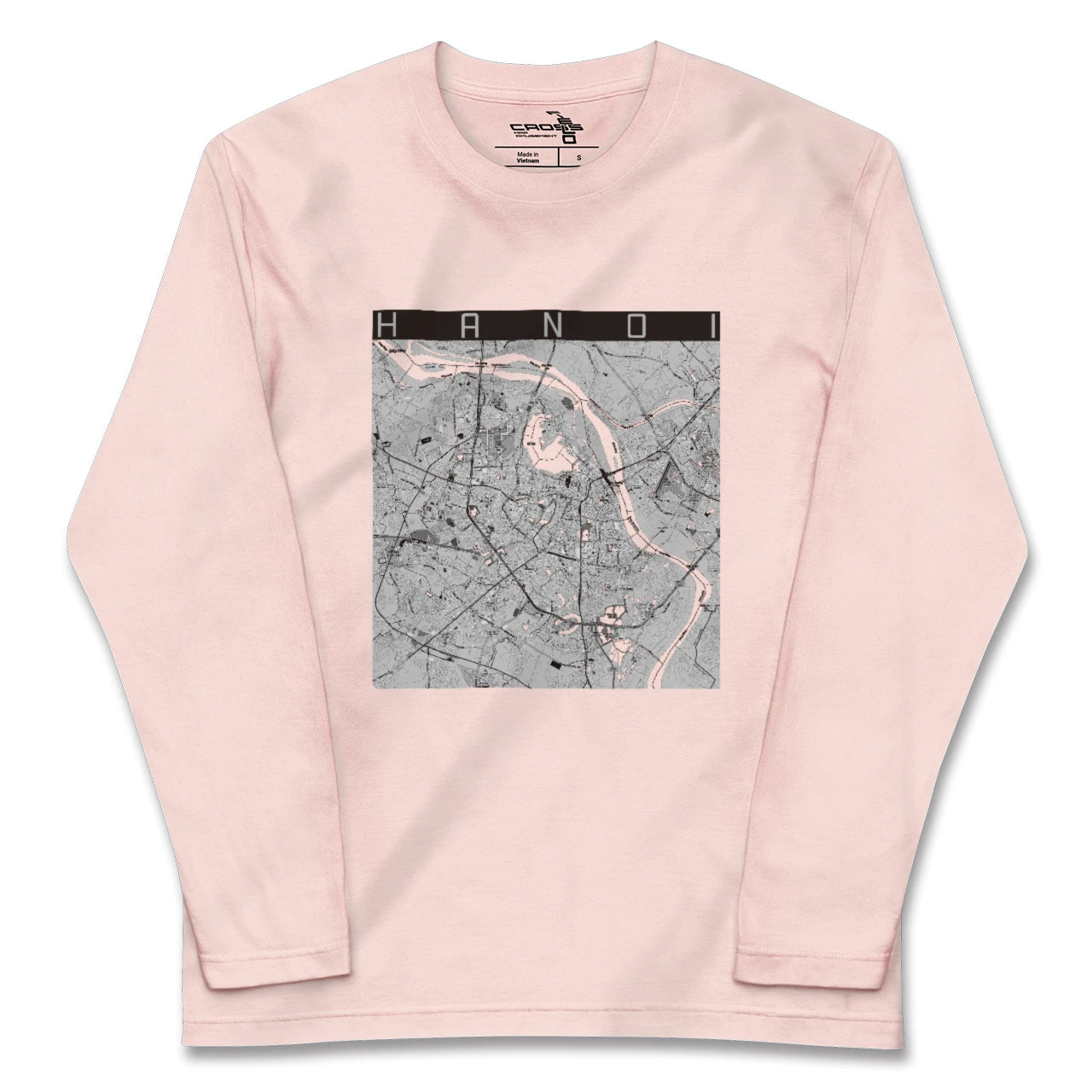 【ハノイ(ベトナム)】地図柄ロングスリーブTシャツ