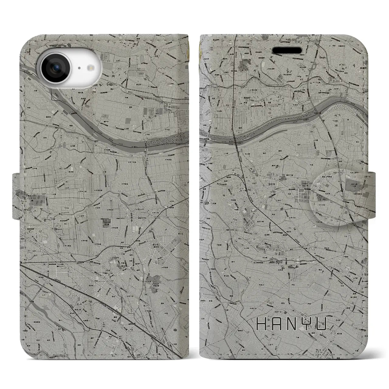 【羽生(埼玉県)】地図柄iPhoneケース(手帳タイプ)