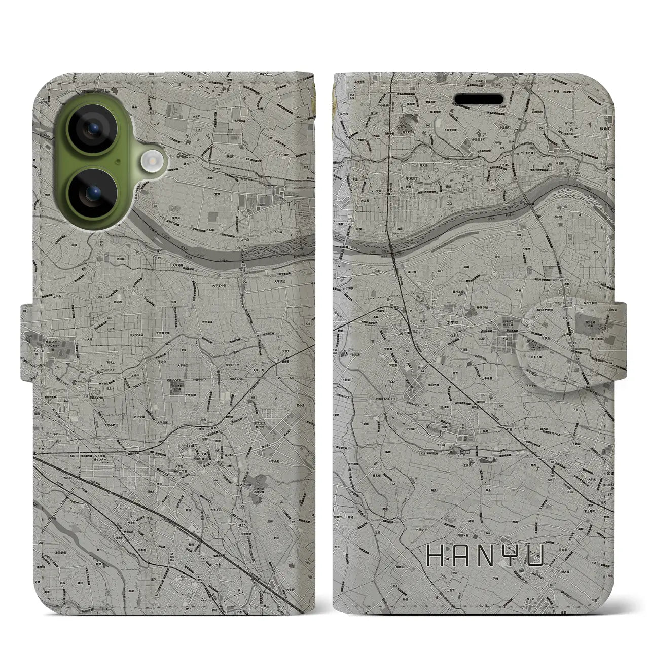 【羽生(埼玉県)】地図柄iPhoneケース(手帳タイプ)