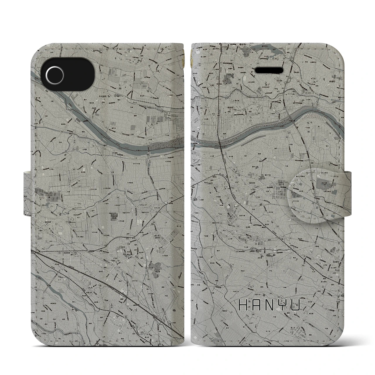 【羽生(埼玉県)】地図柄iPhoneケース(手帳タイプ)