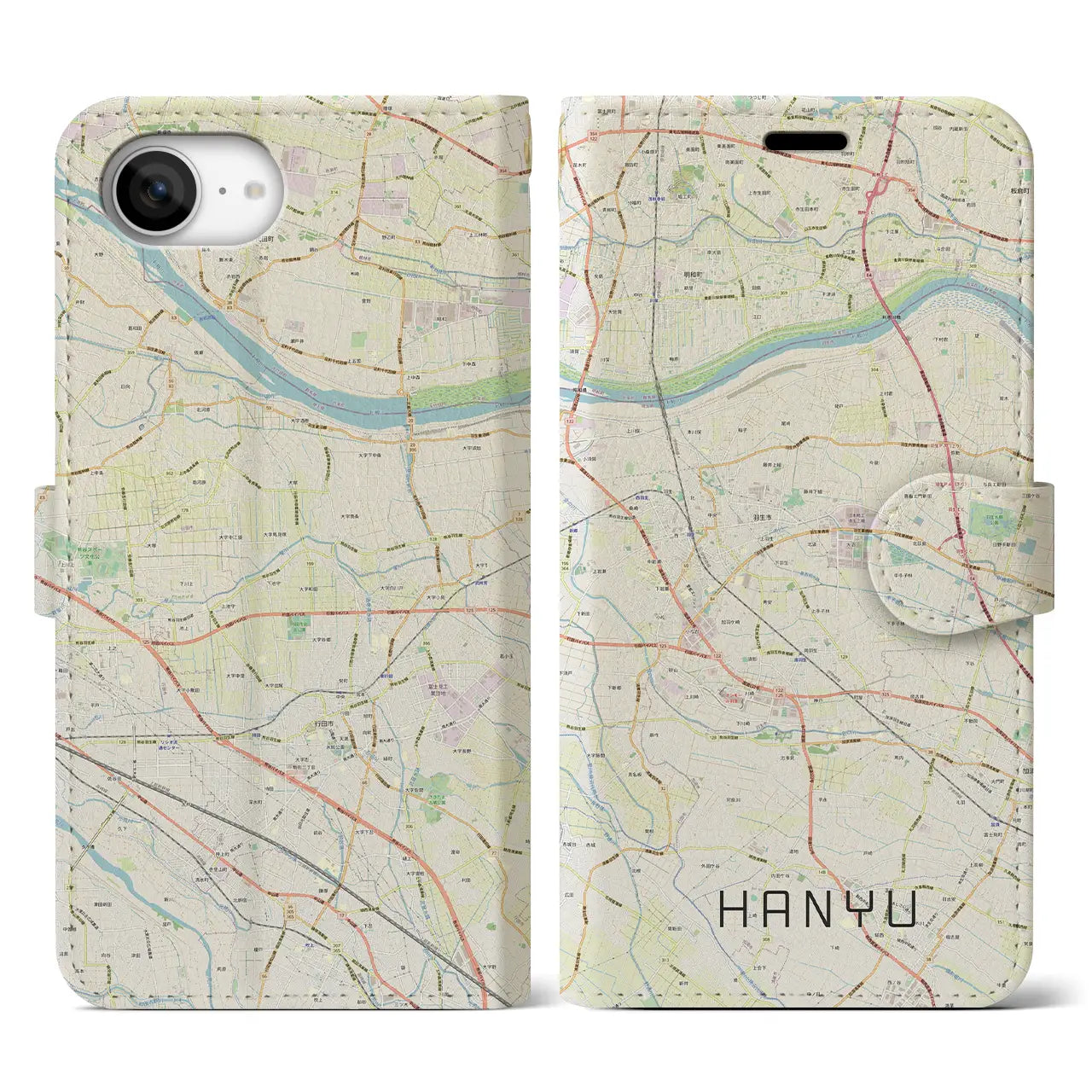 【羽生(埼玉県)】地図柄iPhoneケース(手帳タイプ)