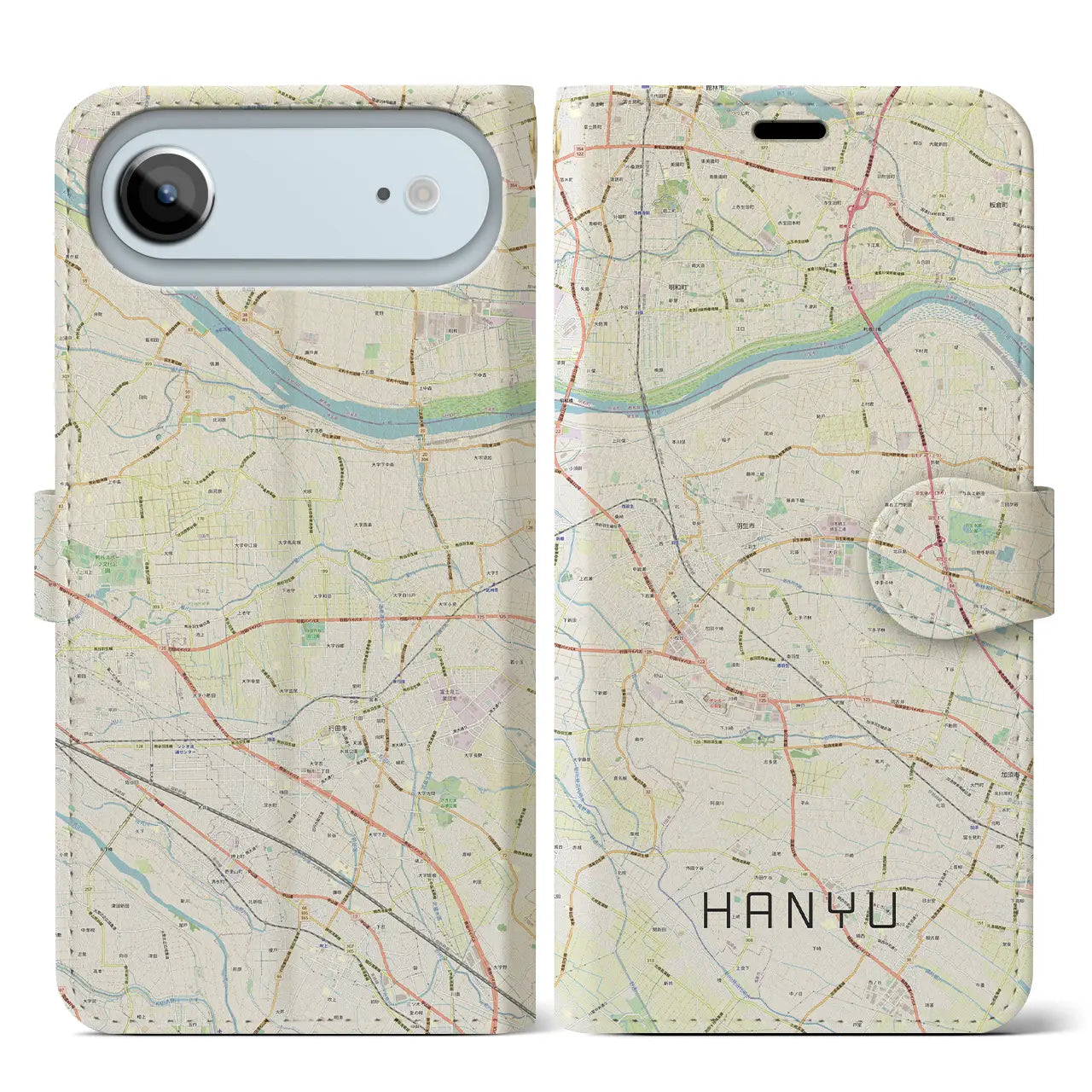 【羽生(埼玉県)】地図柄iPhoneケース(手帳タイプ)