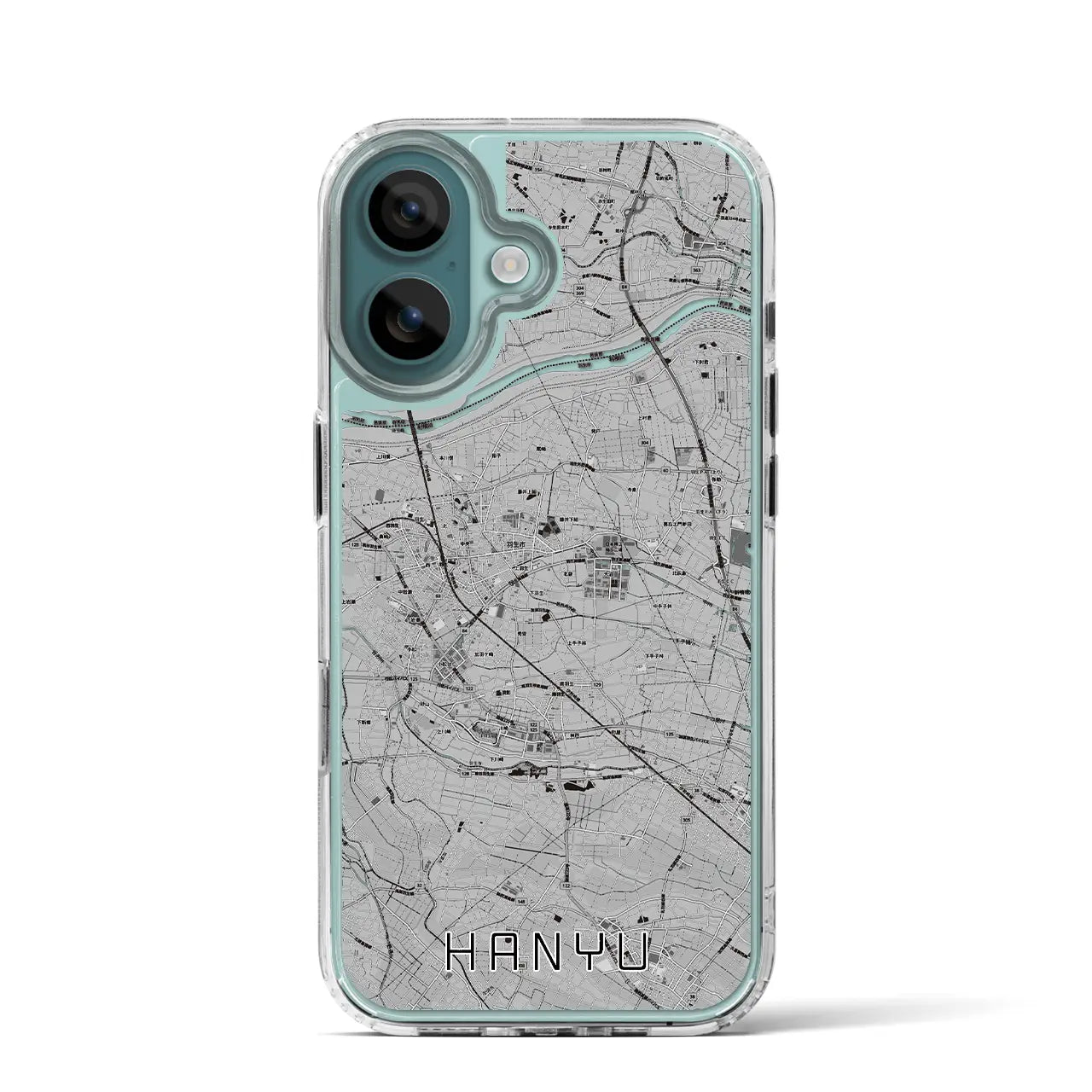 【羽生(埼玉県)】地図柄iPhoneケース(MagSafeタイプ)モノトーン・iPhone 16 Pro 用