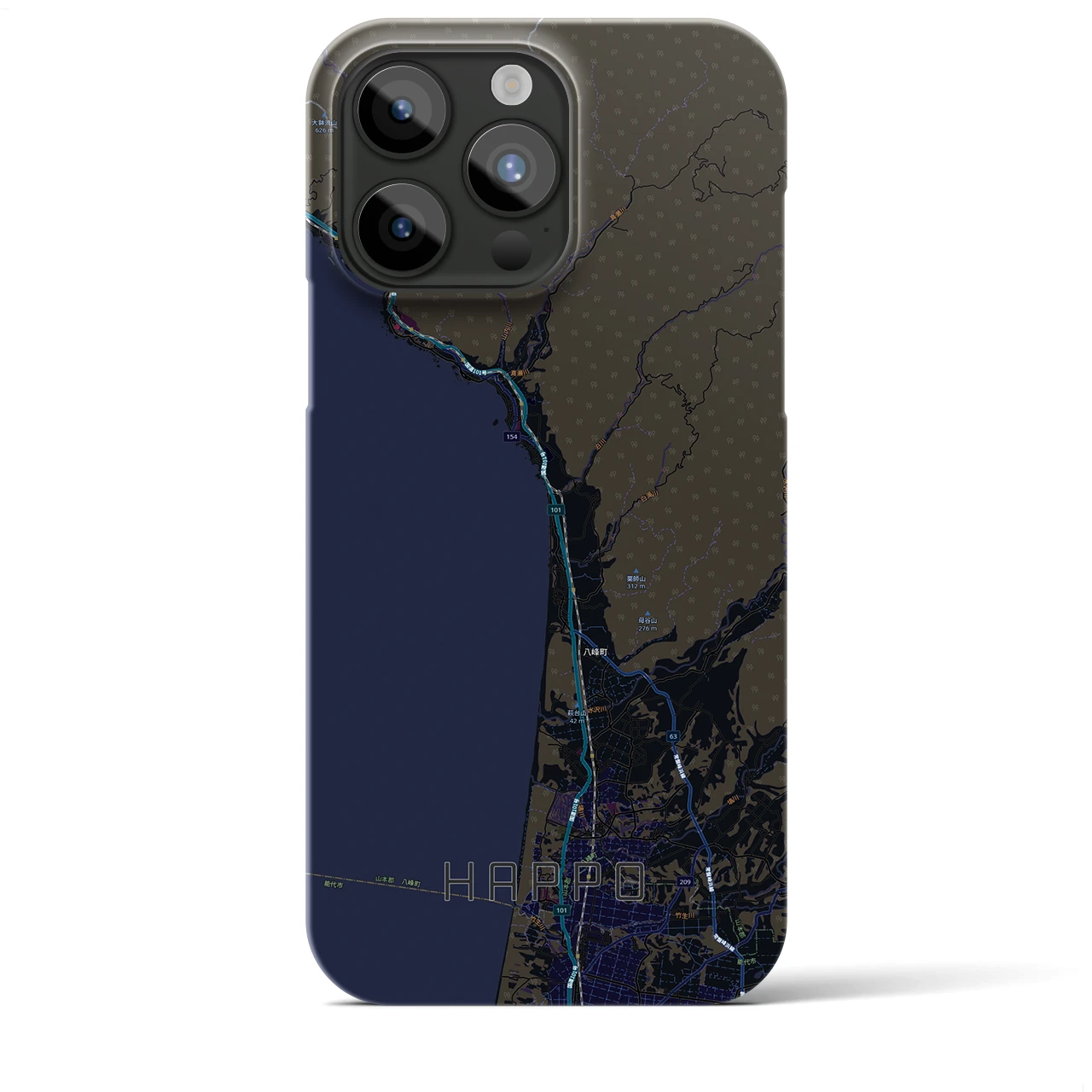 【八峰(秋田県)】地図柄iPhoneケース(バックカバータイプ)