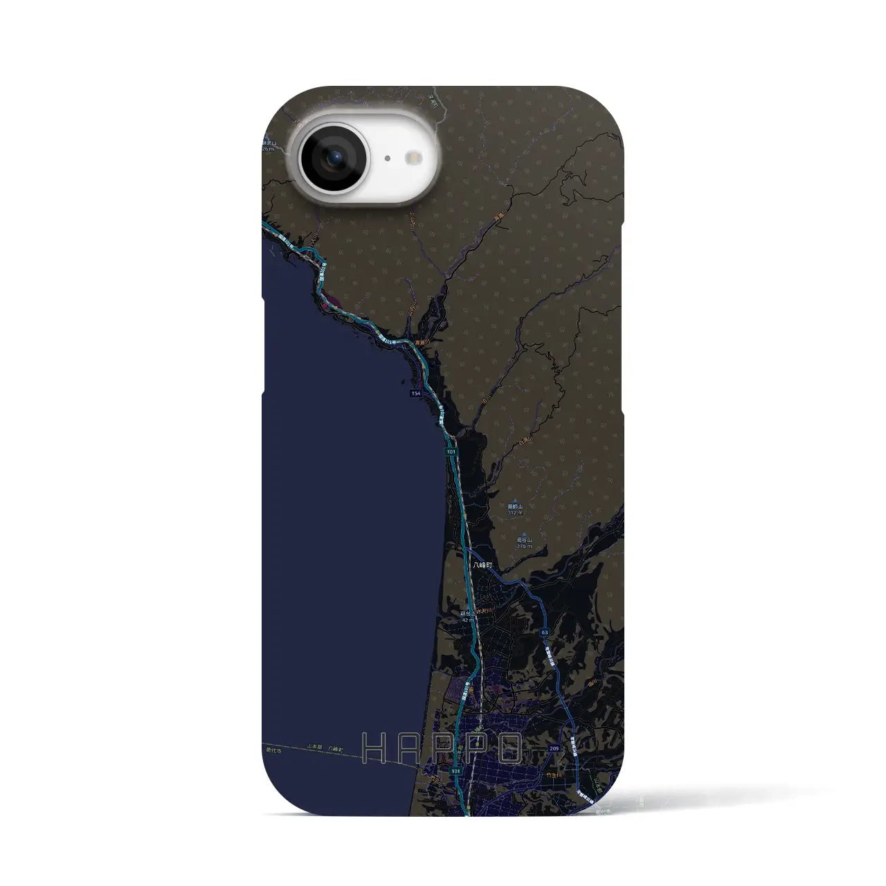 【八峰(秋田県)】地図柄iPhoneケース(バックカバータイプ)