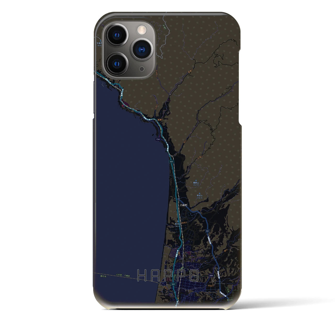 【八峰(秋田県)】地図柄iPhoneケース(バックカバータイプ)