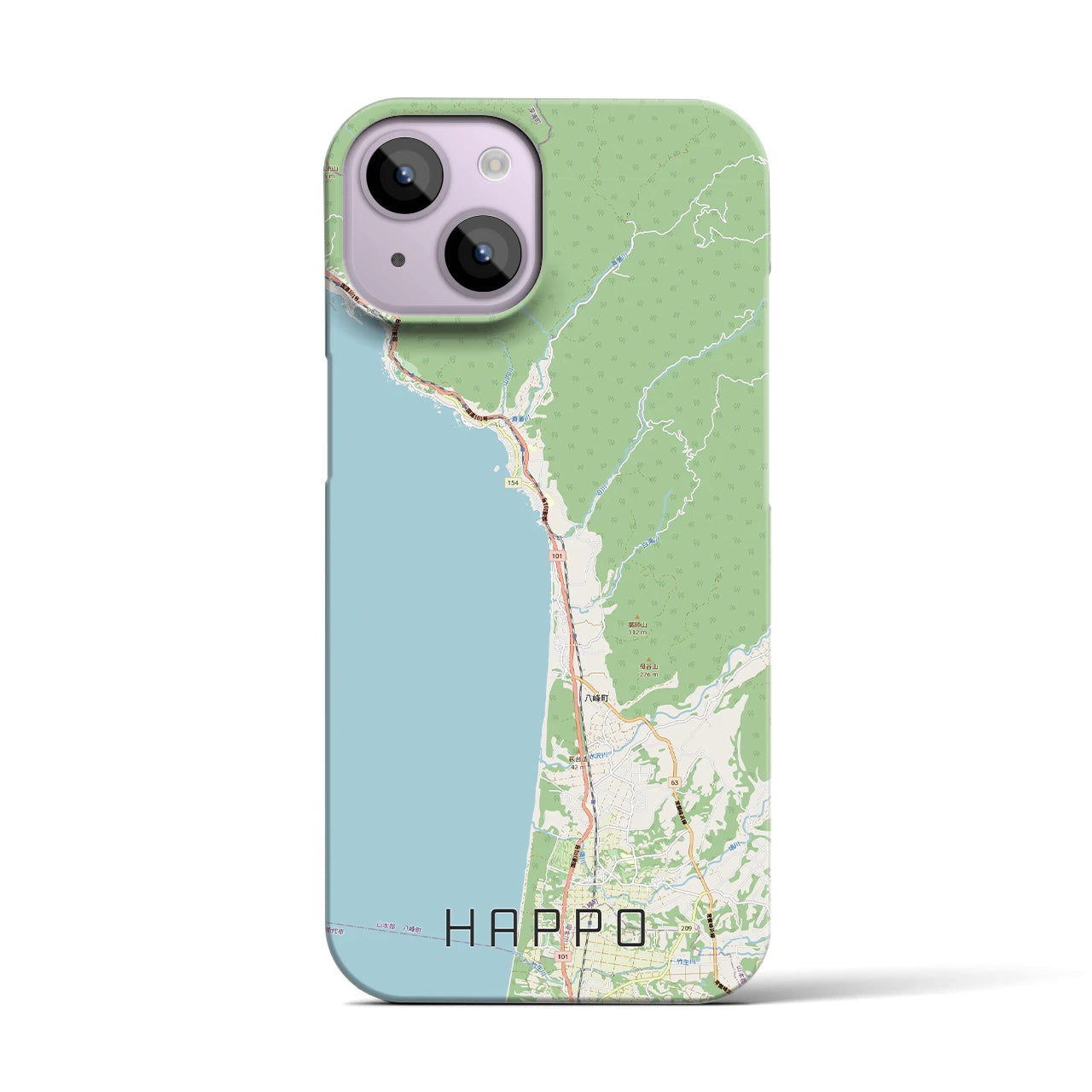 【八峰(秋田県)】地図柄iPhoneケース(バックカバータイプ)