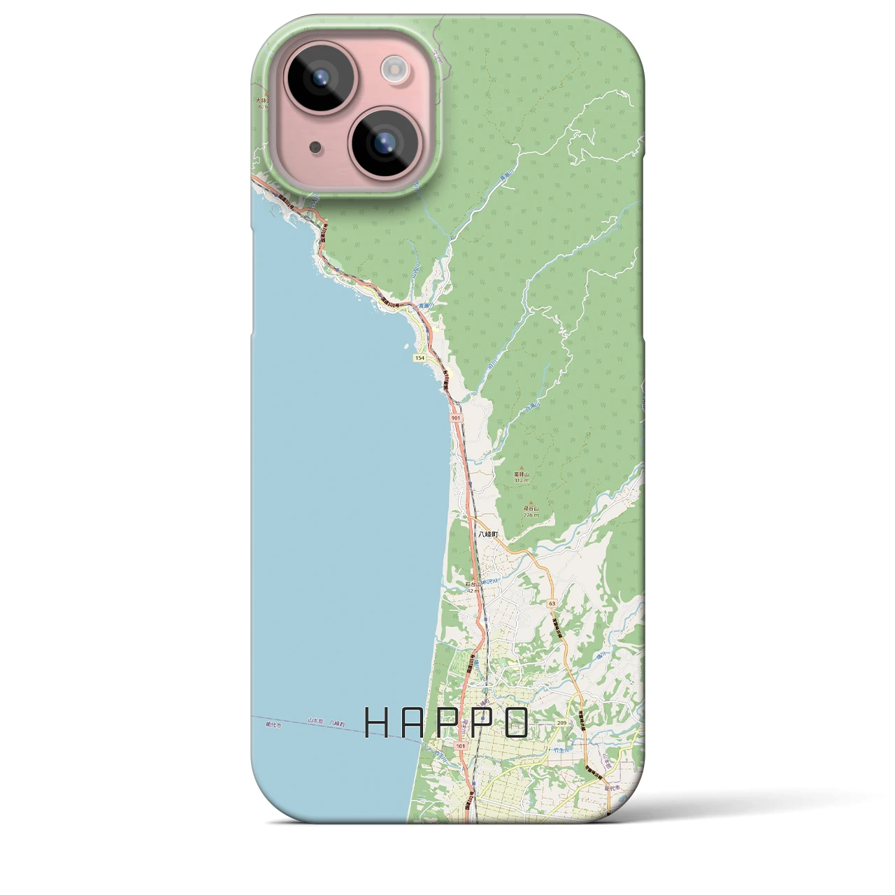 【八峰(秋田県)】地図柄iPhoneケース(バックカバータイプ)