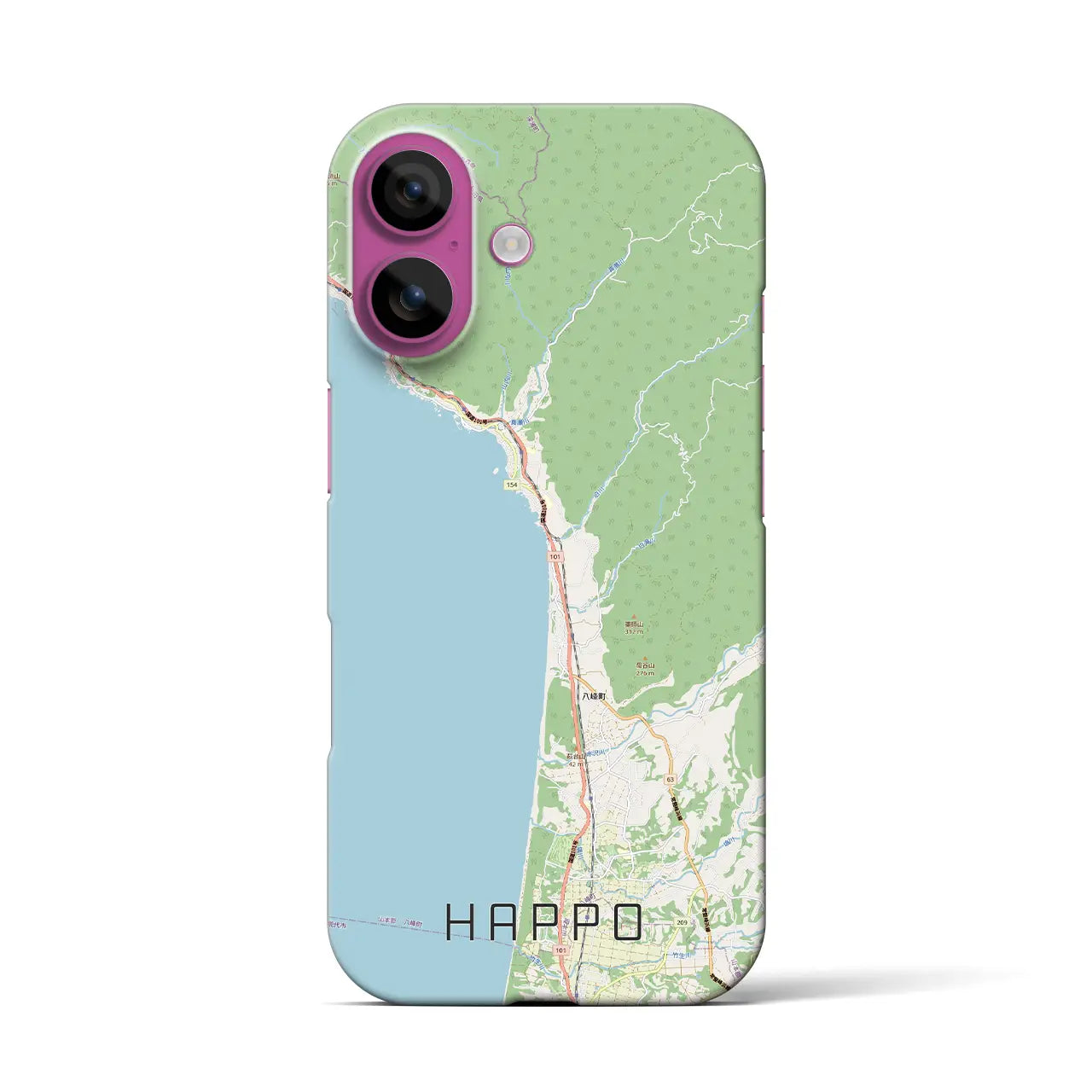 【八峰(秋田県)】地図柄iPhoneケース(バックカバータイプ)