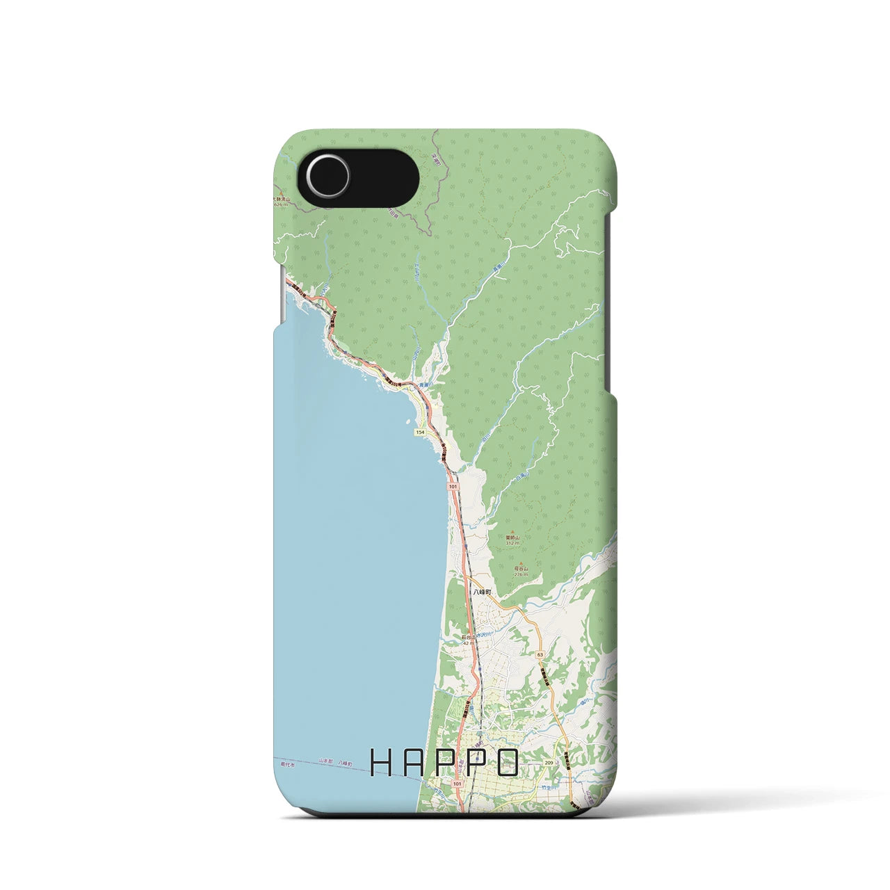 【八峰(秋田県)】地図柄iPhoneケース(バックカバータイプ)