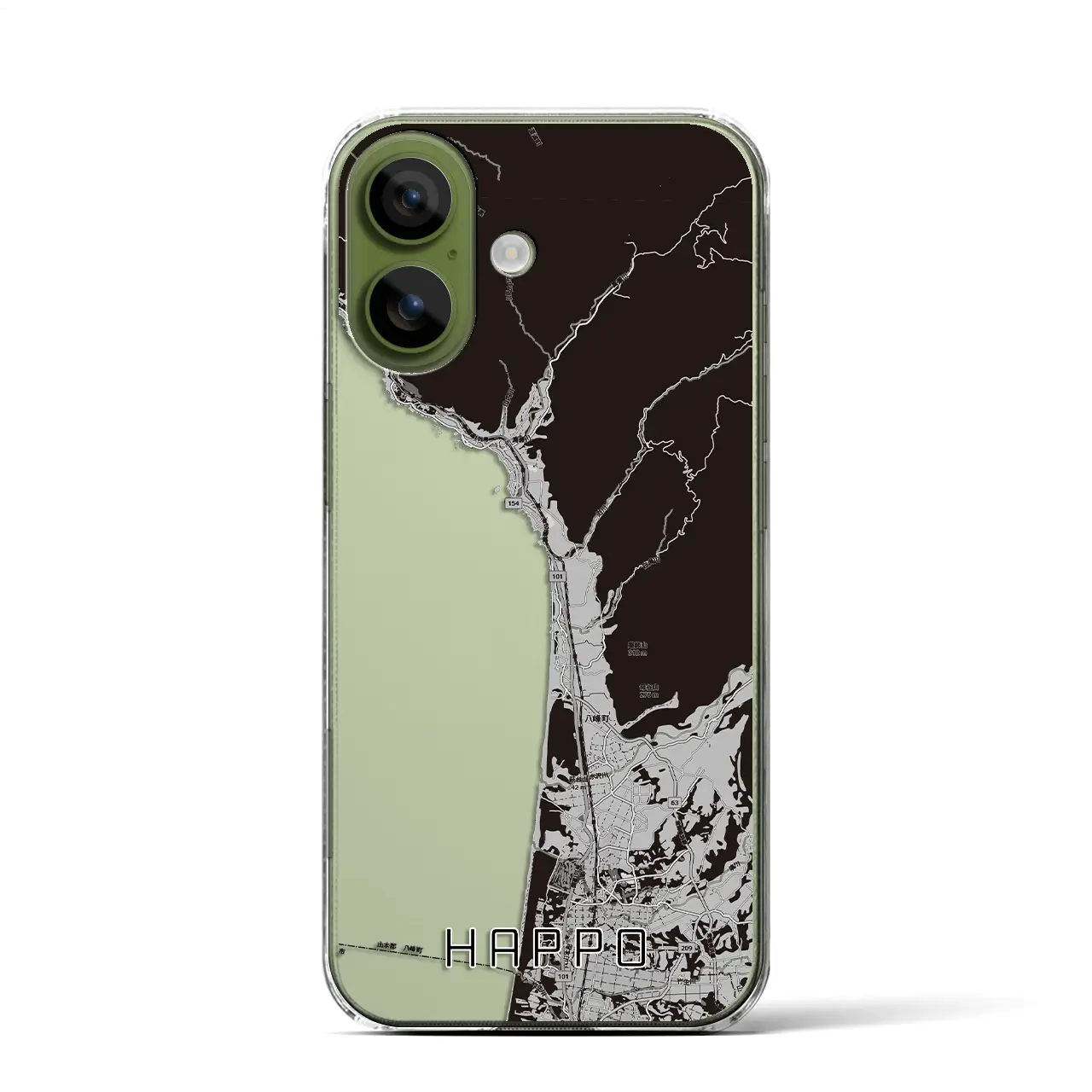 【八峰(秋田県)】地図柄iPhoneケース(クリアタイプ)モノトーン・iPhone 17 Pro Max 用