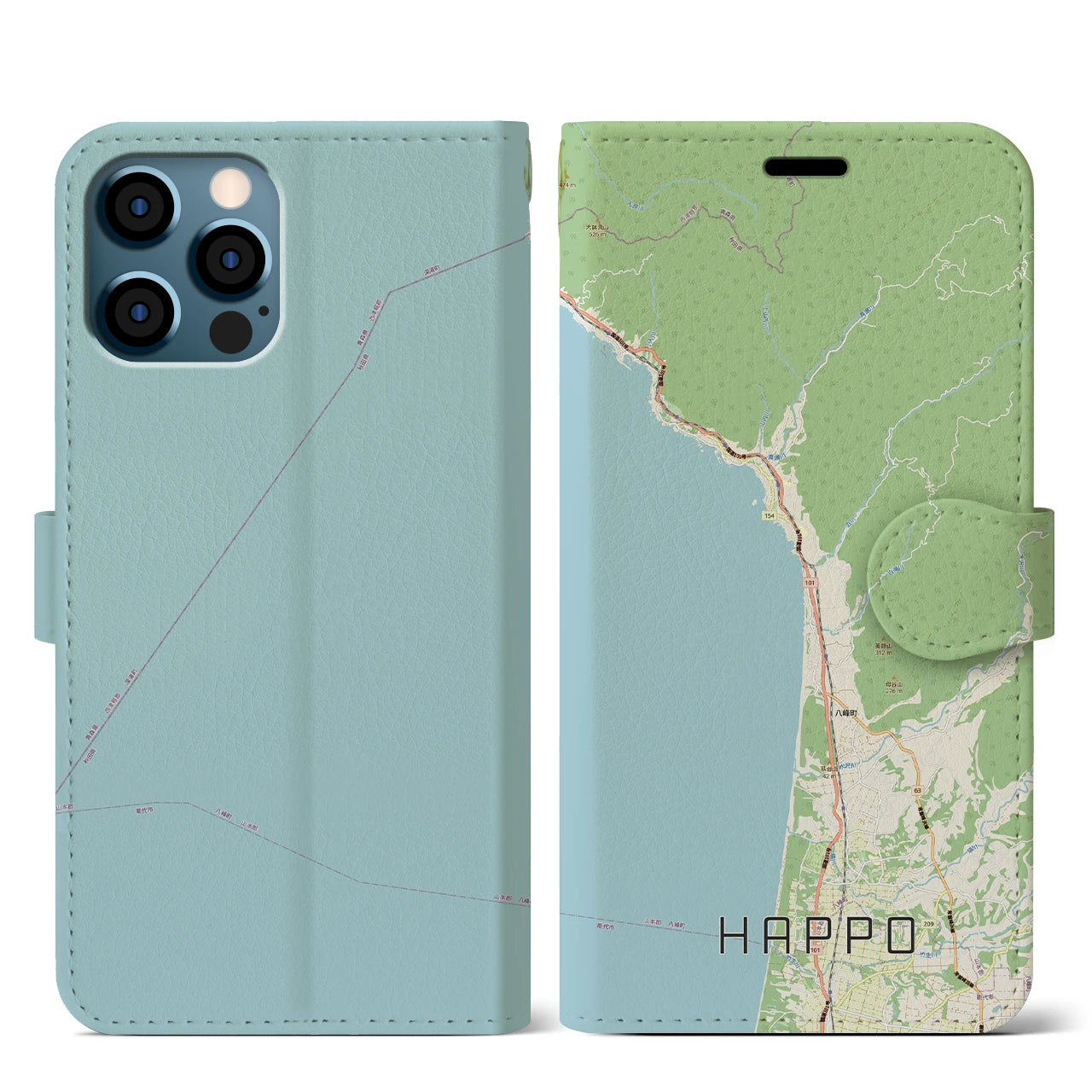 【八峰(秋田県)】地図柄iPhoneケース(手帳タイプ)