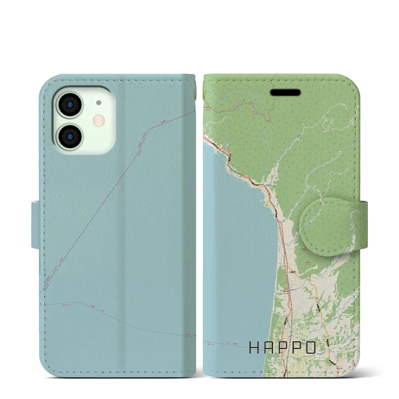 【八峰(秋田県)】地図柄iPhoneケース(手帳タイプ)