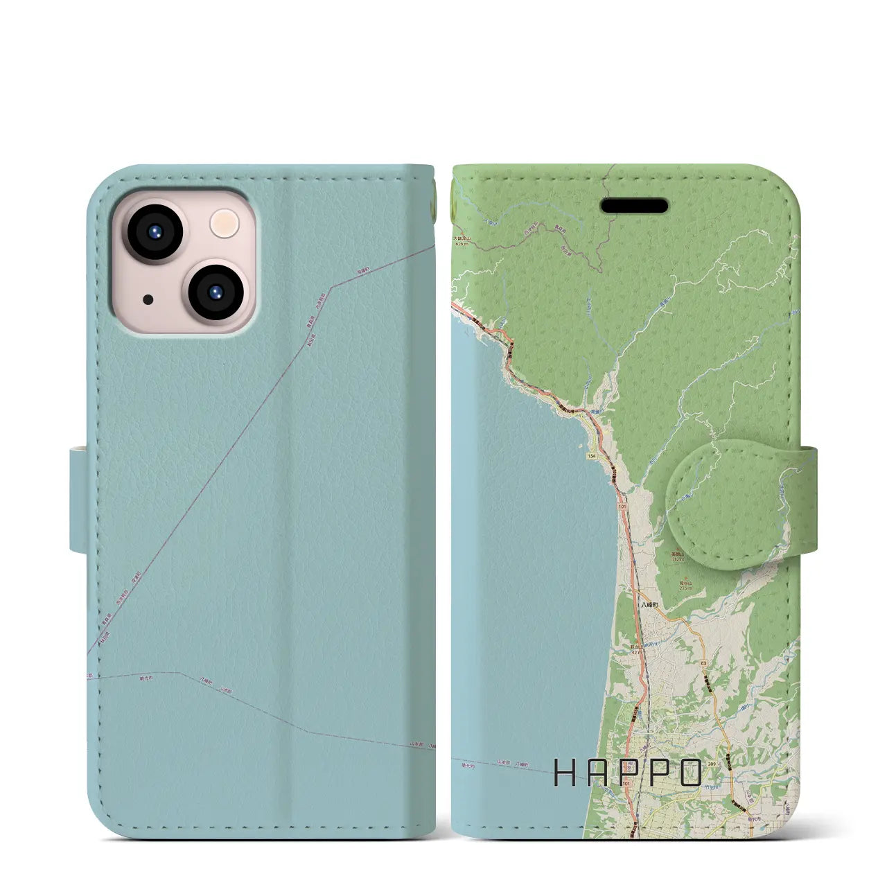 【八峰(秋田県)】地図柄iPhoneケース(手帳タイプ)