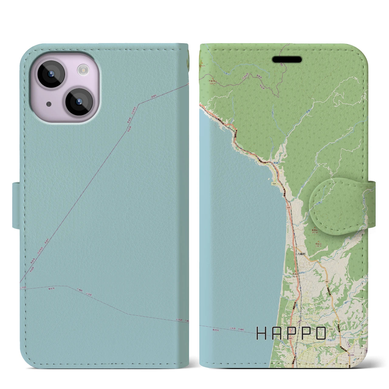 【八峰(秋田県)】地図柄iPhoneケース(手帳タイプ)