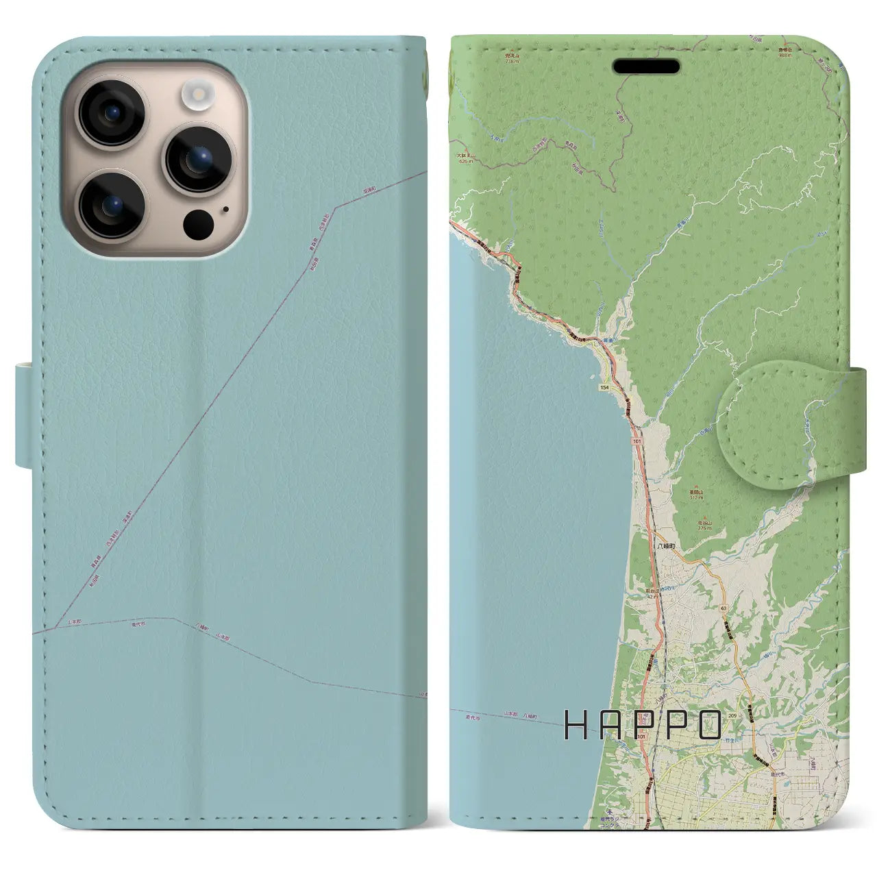 【八峰(秋田県)】地図柄iPhoneケース(手帳タイプ)