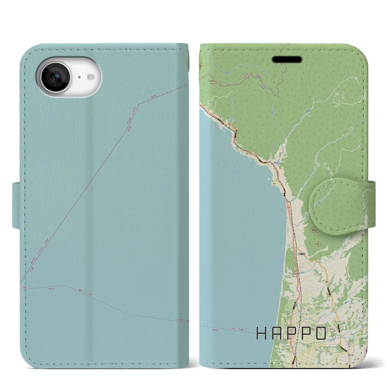 【八峰(秋田県)】地図柄iPhoneケース(手帳タイプ)