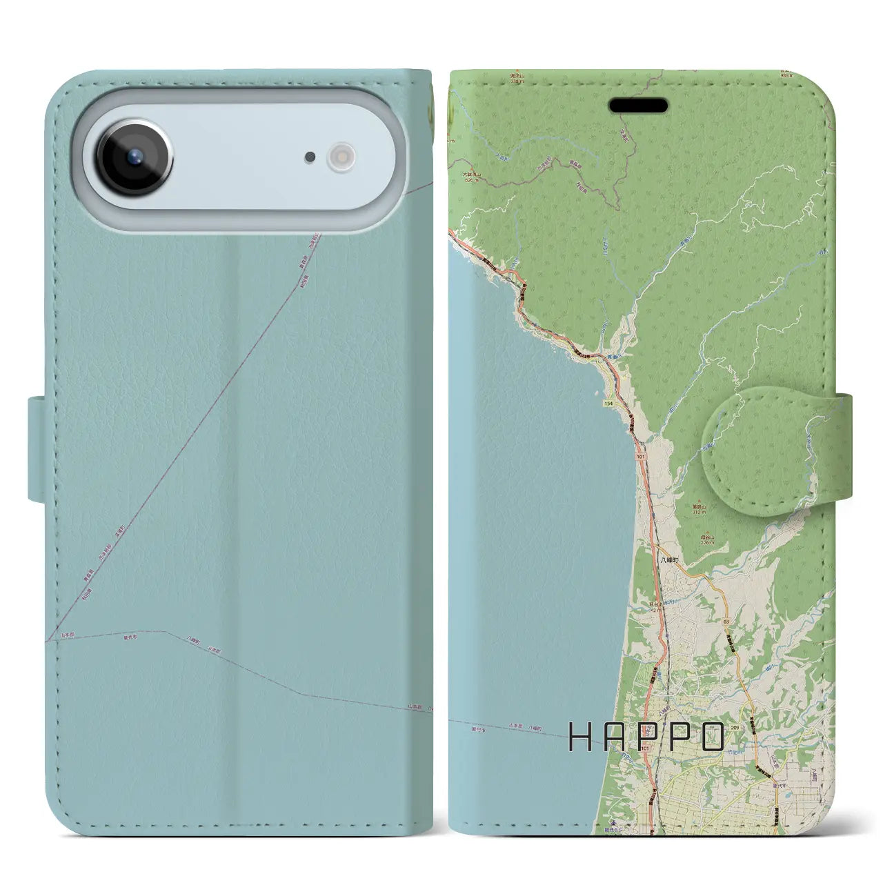 【八峰(秋田県)】地図柄iPhoneケース(手帳タイプ)