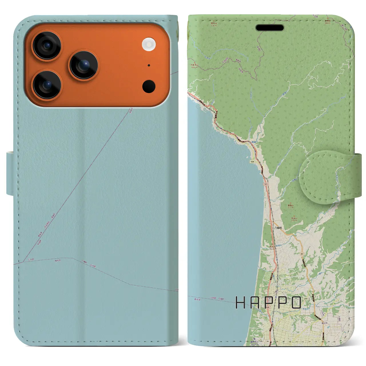 【八峰(秋田県)】地図柄iPhoneケース(手帳タイプ)