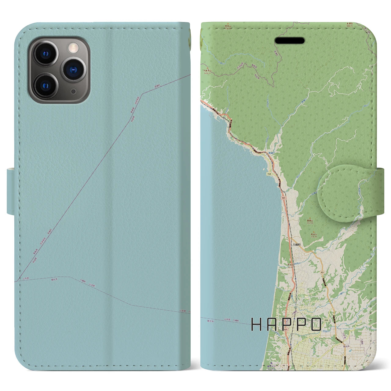 【八峰(秋田県)】地図柄iPhoneケース(手帳タイプ)