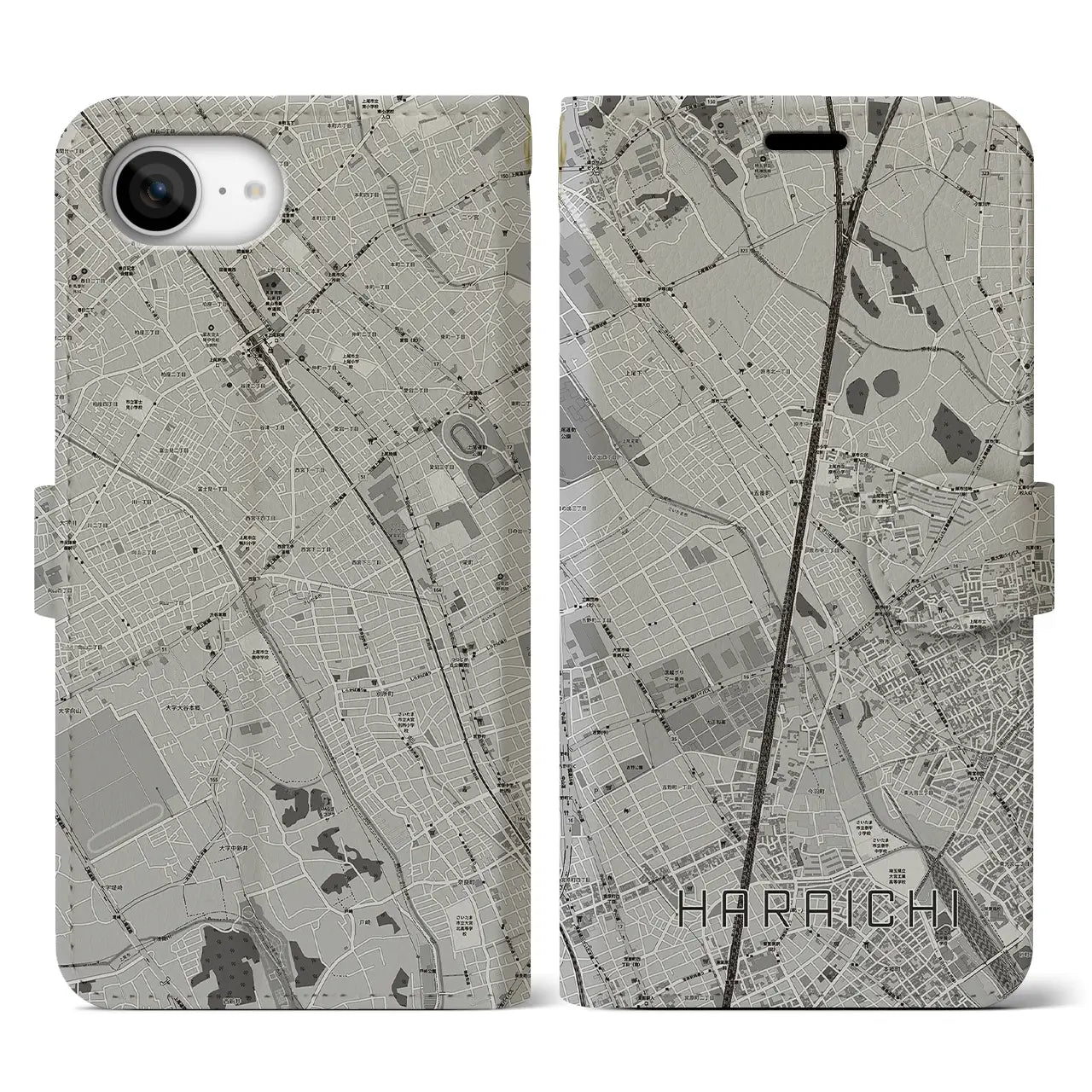 【原市(埼玉県)】地図柄iPhoneケース(手帳タイプ)