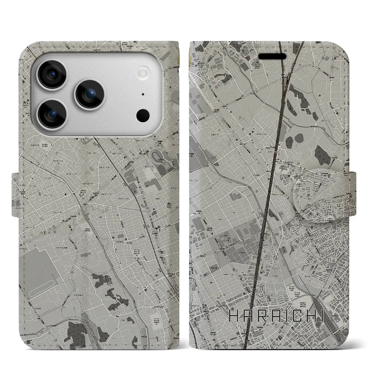 【原市(埼玉県)】地図柄iPhoneケース(手帳タイプ)