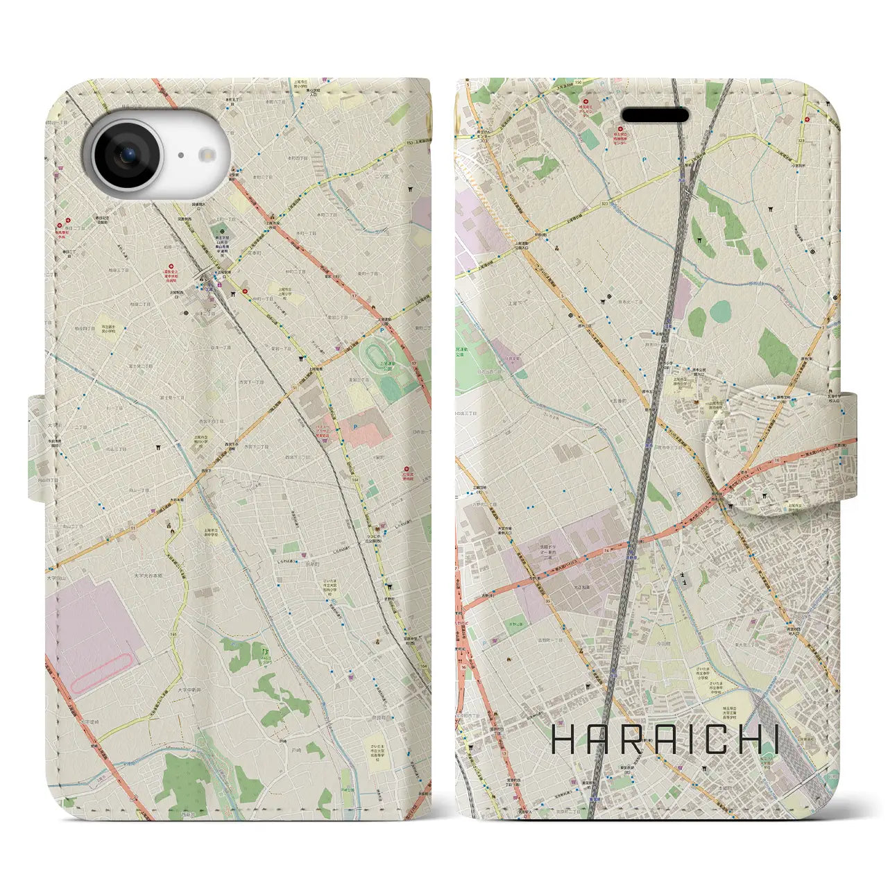 【原市(埼玉県)】地図柄iPhoneケース(手帳タイプ)