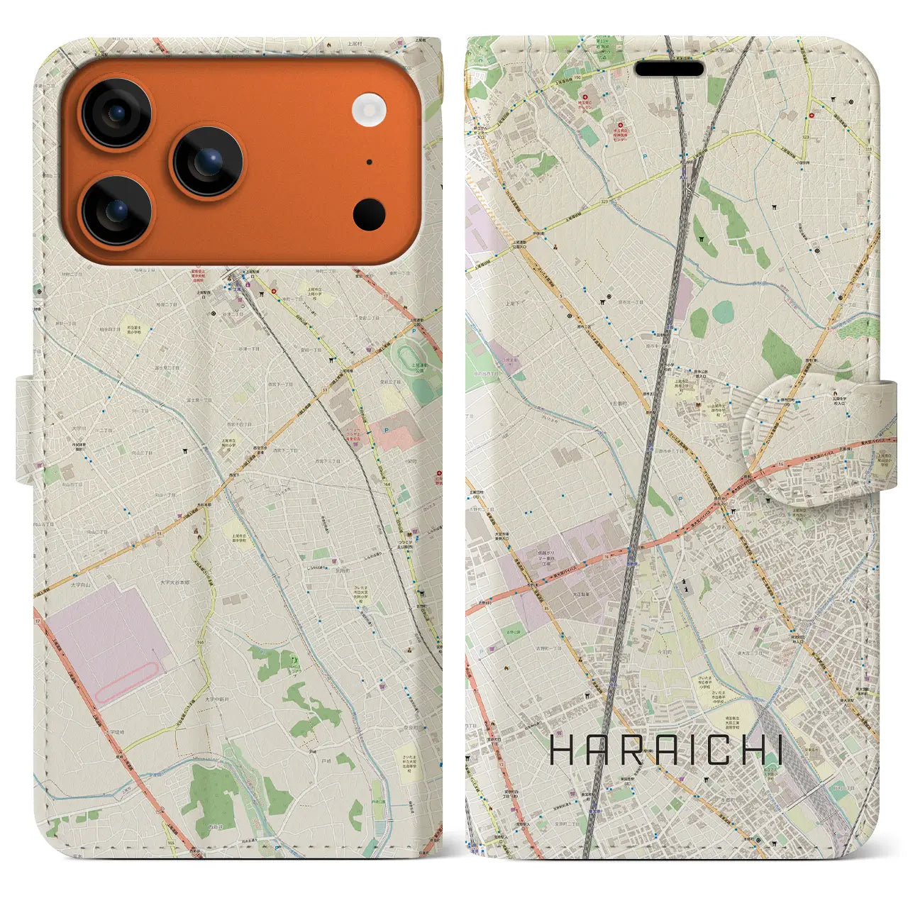 【原市(埼玉県)】地図柄iPhoneケース(手帳タイプ)