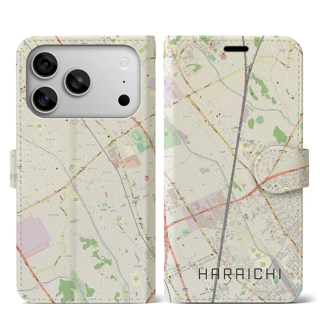 【原市(埼玉県)】地図柄iPhoneケース(手帳タイプ)