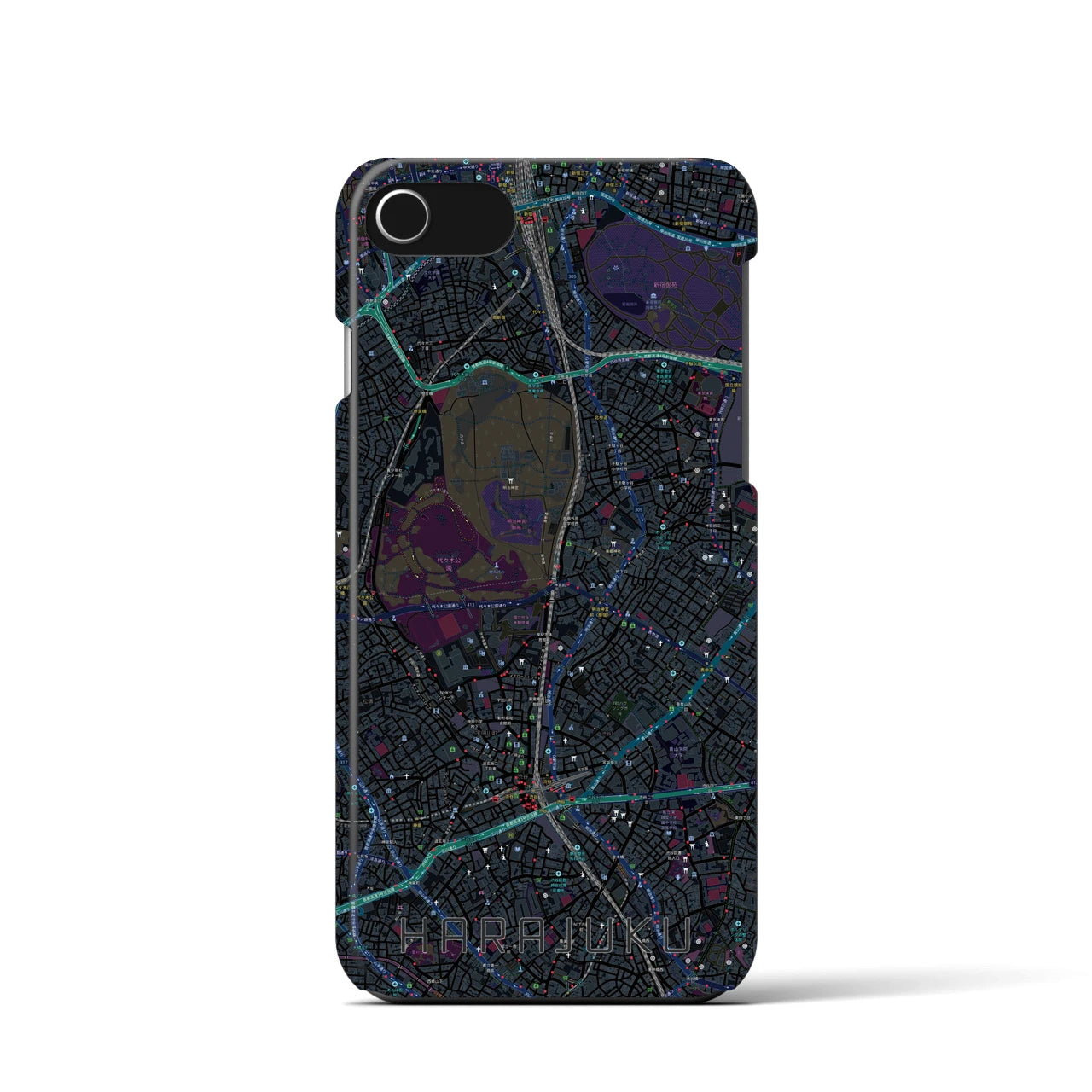 【原宿(東京都)】地図柄iPhoneケース(バックカバータイプ)