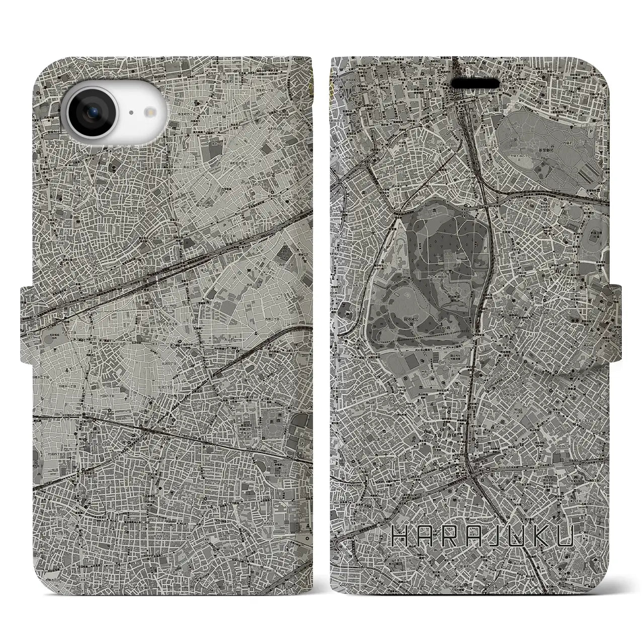 【原宿(東京都)】地図柄iPhoneケース(手帳タイプ)