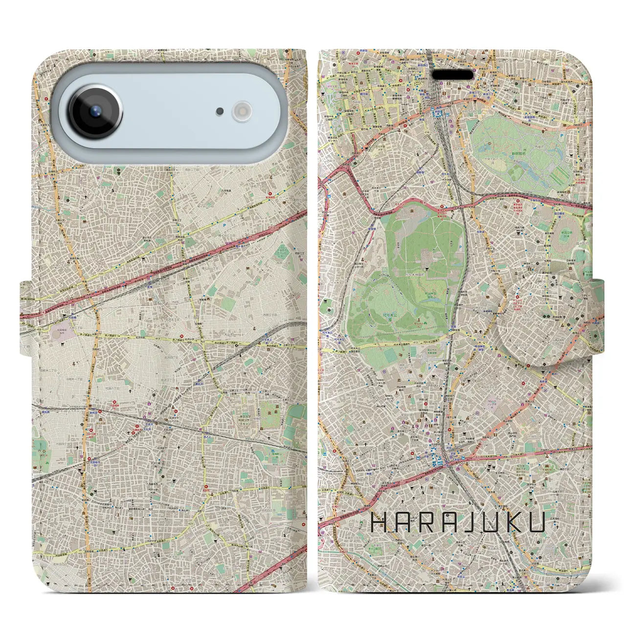 【原宿(東京都)】地図柄iPhoneケース(手帳タイプ)