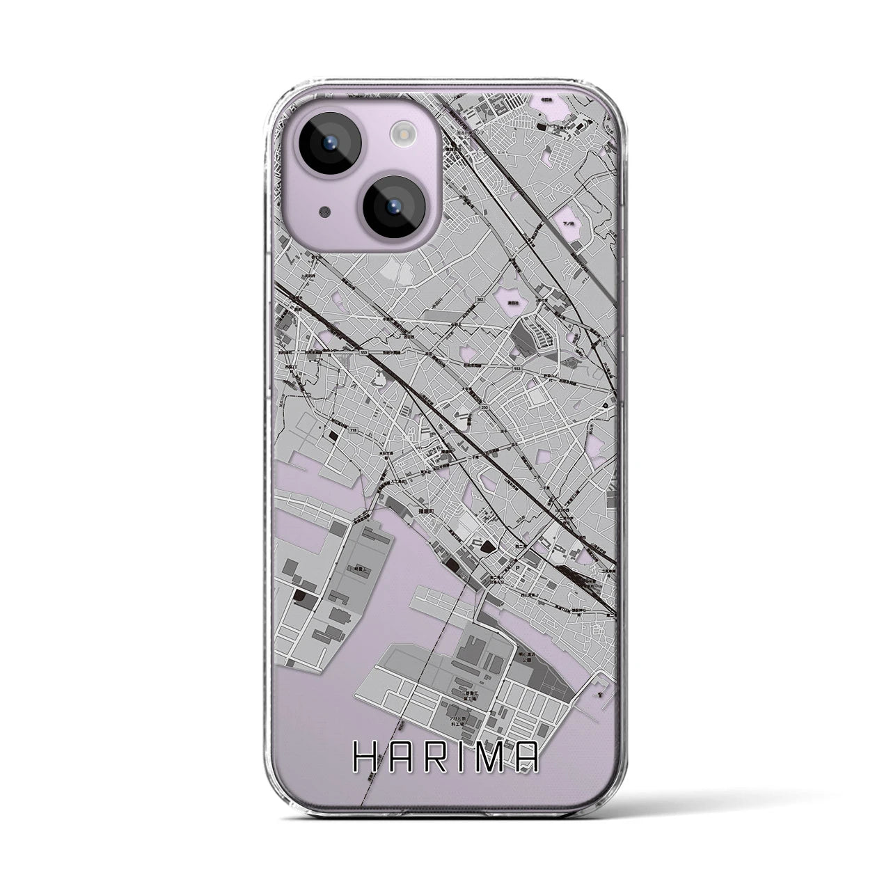 【播磨(兵庫県)】地図柄iPhoneケース(クリアタイプ)モノトーン・iPhone 14 用