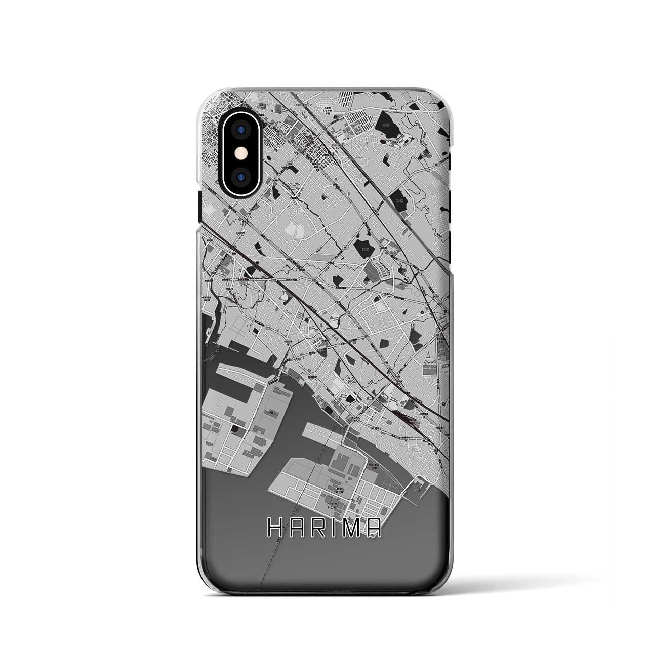 【播磨(兵庫県)】地図柄iPhoneケース(クリアタイプ)モノトーン・iPhone XS / X 用