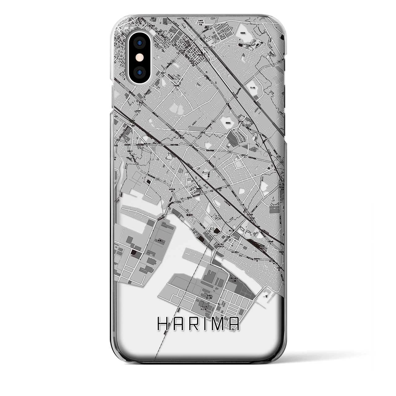 【播磨(兵庫県)】地図柄iPhoneケース(クリアタイプ)モノトーン・iPhone XS Max 用
