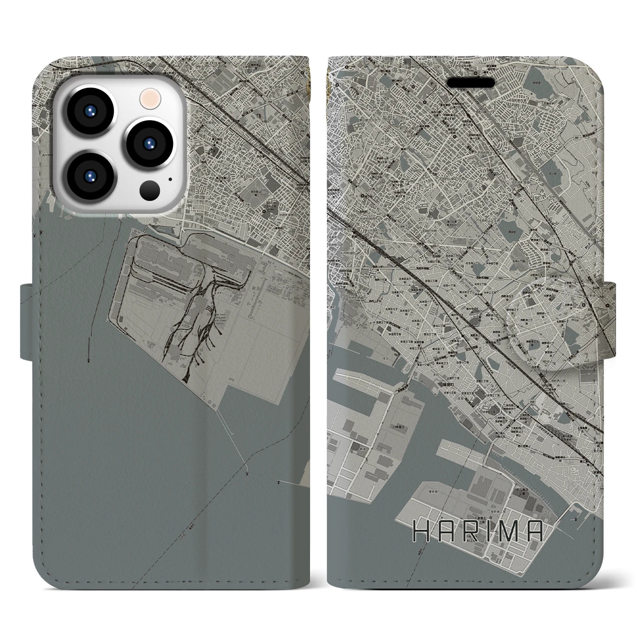 【播磨(兵庫県)】地図柄iPhoneケース(手帳タイプ)