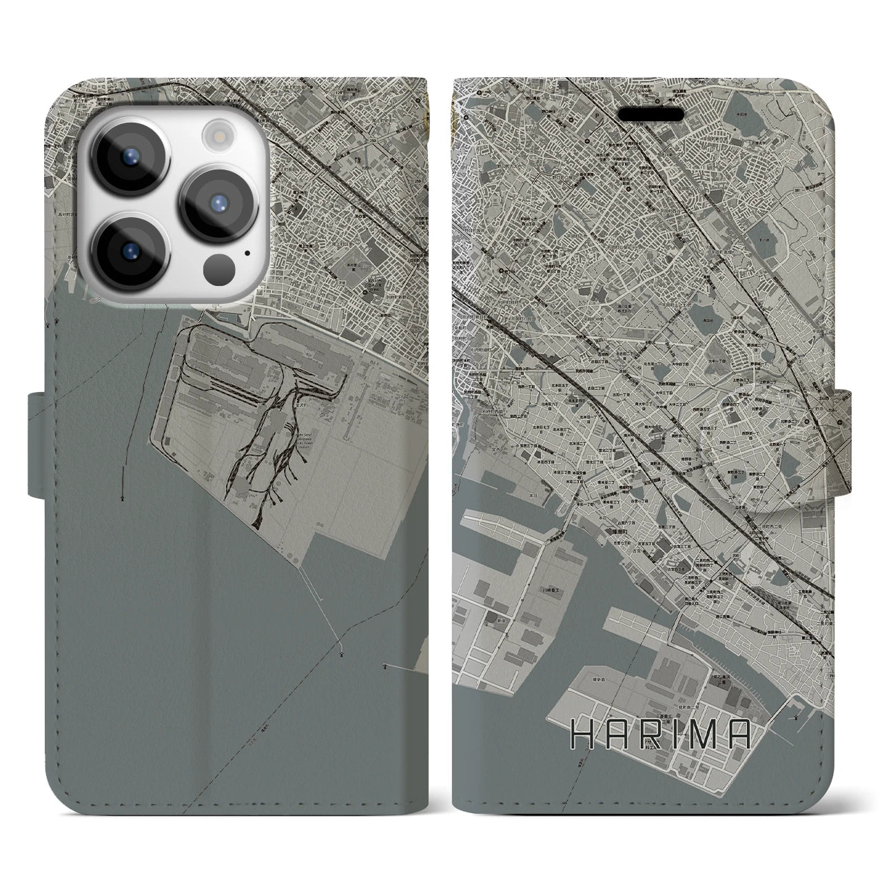 【播磨(兵庫県)】地図柄iPhoneケース(手帳タイプ)