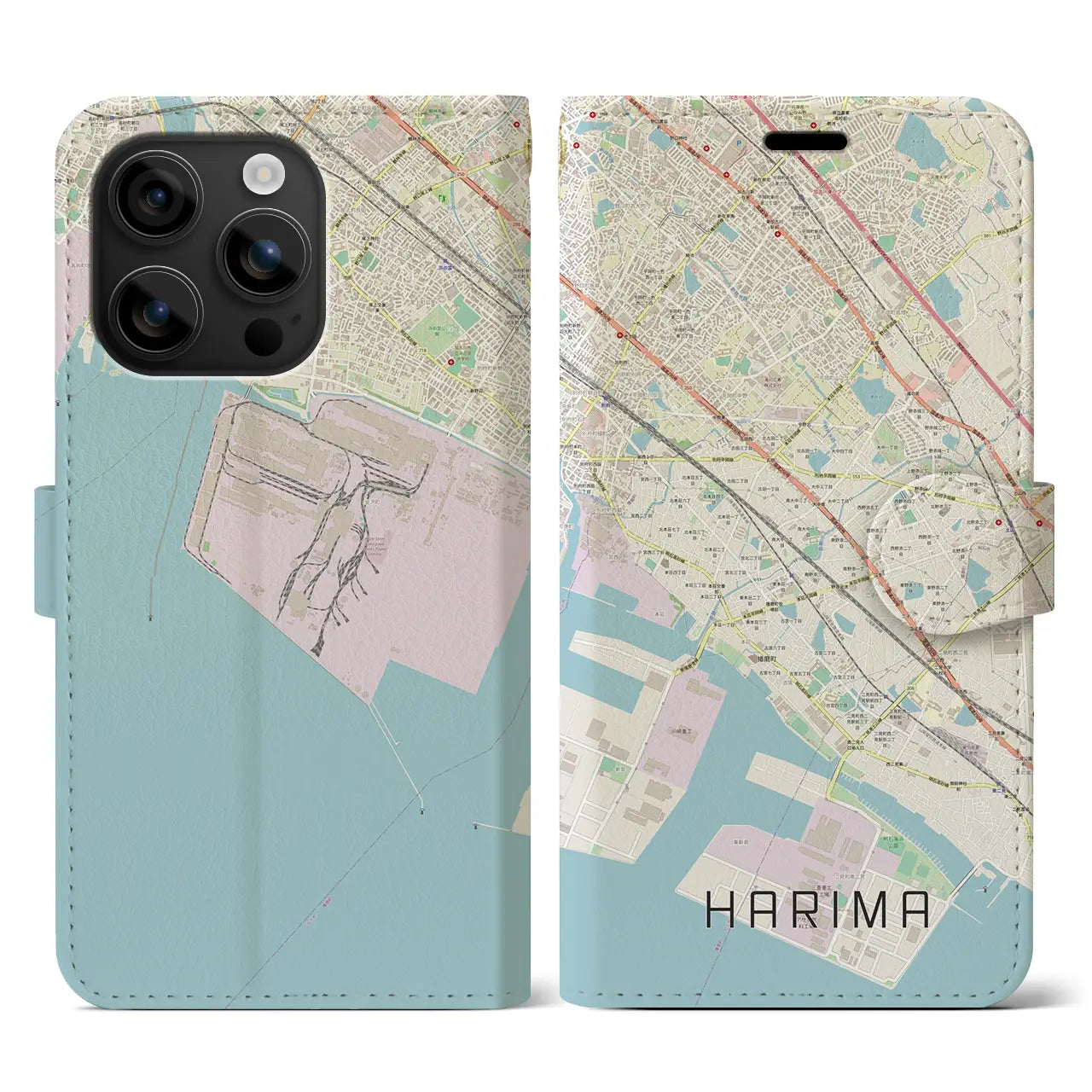 【播磨(兵庫県)】地図柄iPhoneケース(手帳タイプ)ナチュラル・iPhone 16 用