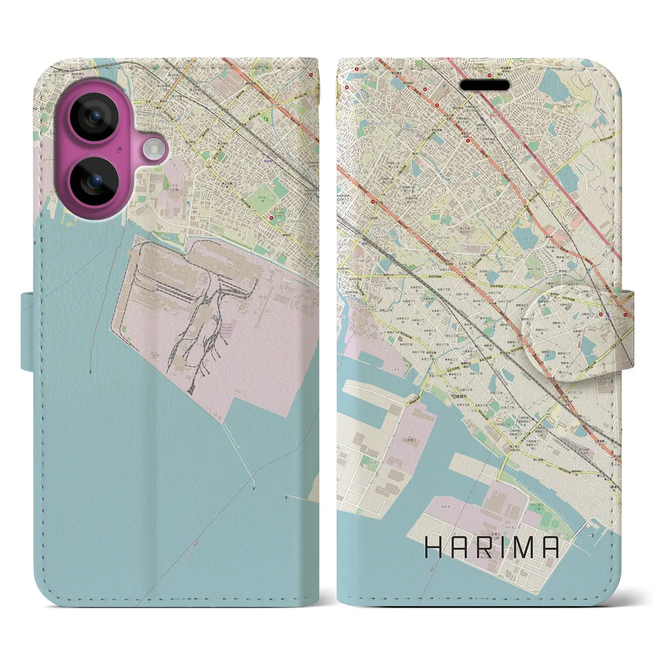 【播磨(兵庫県)】地図柄iPhoneケース(手帳タイプ)ナチュラル・iPhone 16 Pro 用