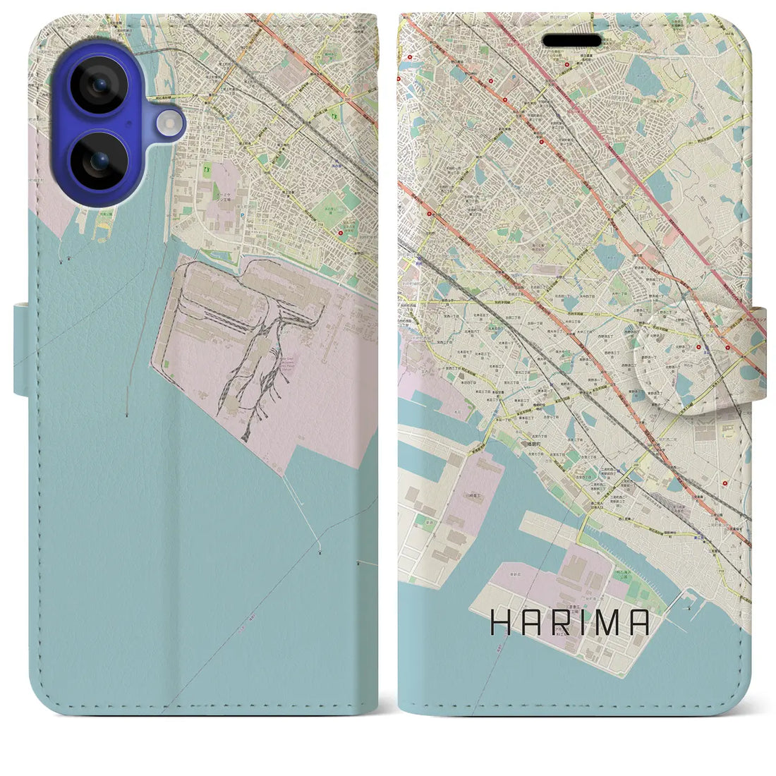 【播磨(兵庫県)】地図柄iPhoneケース(手帳タイプ)ナチュラル・iPhone 16 Pro Max 用