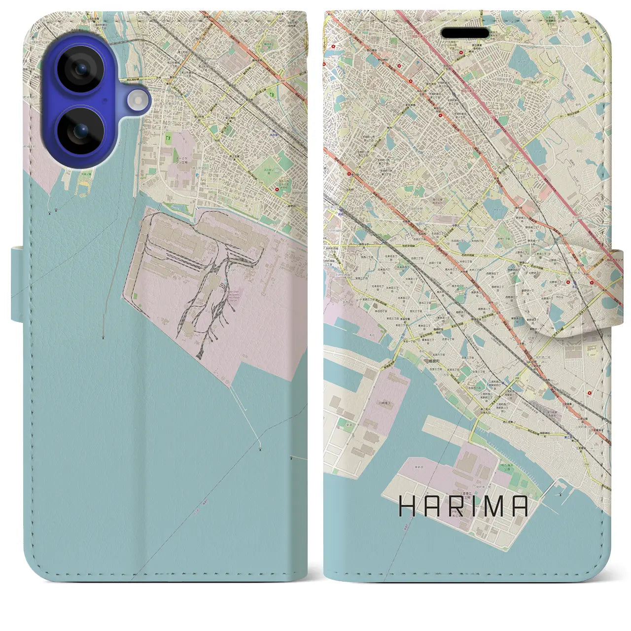 【播磨(兵庫県)】地図柄iPhoneケース(手帳タイプ)