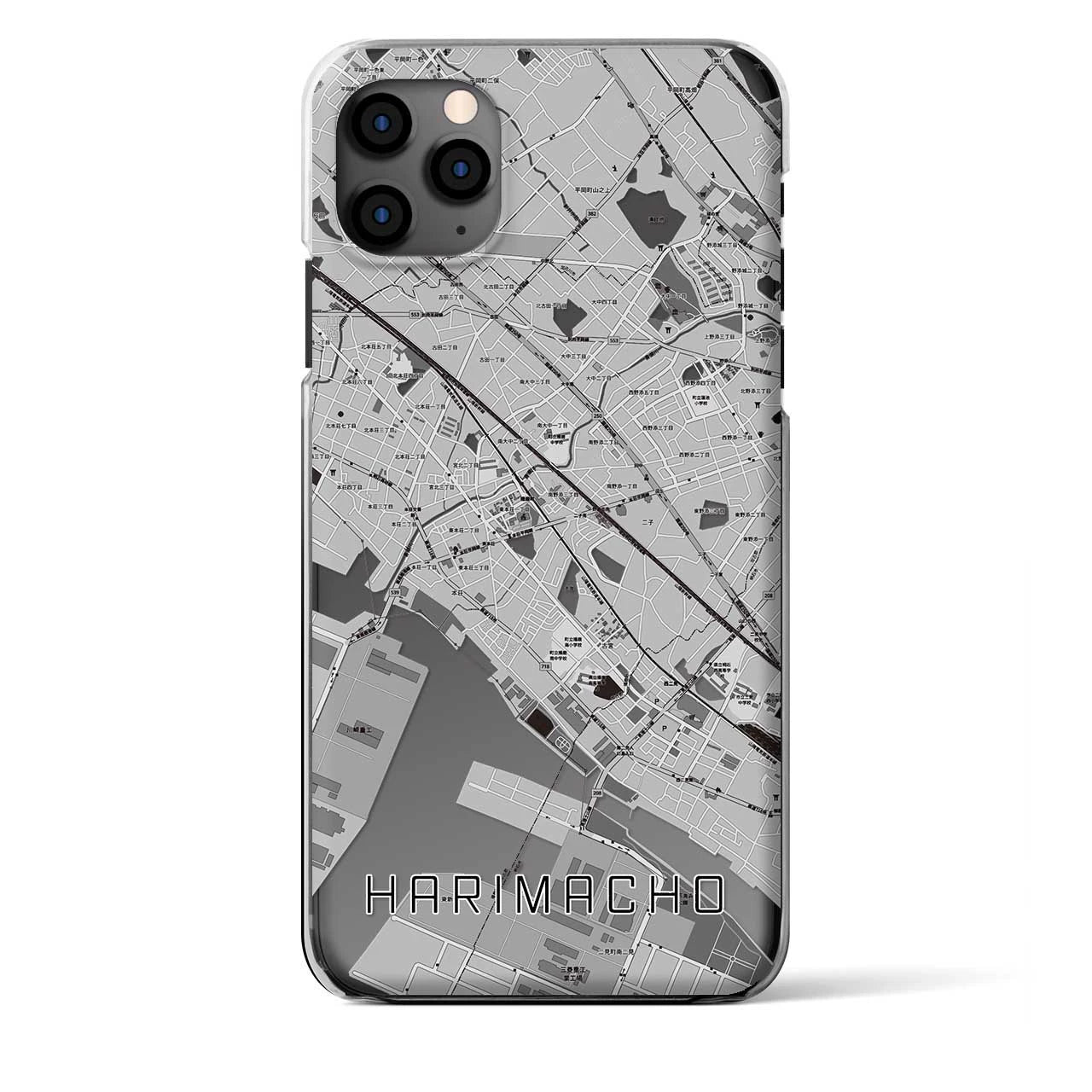 【播磨町(兵庫県)】地図柄iPhoneケース(クリアタイプ)モノトーン・iPhone 11 Pro Max 用