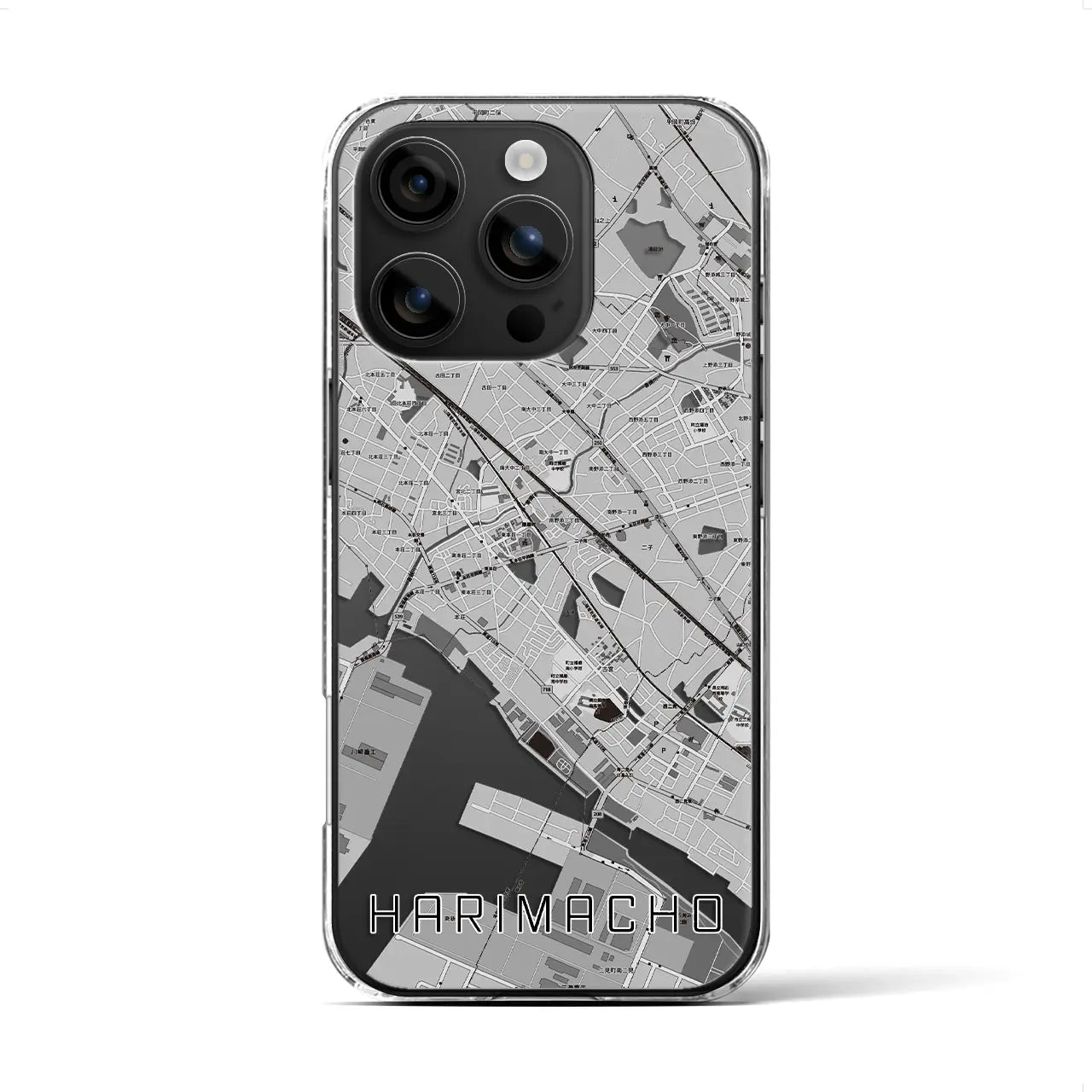 【播磨町(兵庫県)】地図柄iPhoneケース(クリアタイプ)モノトーン・iPhone 16 用