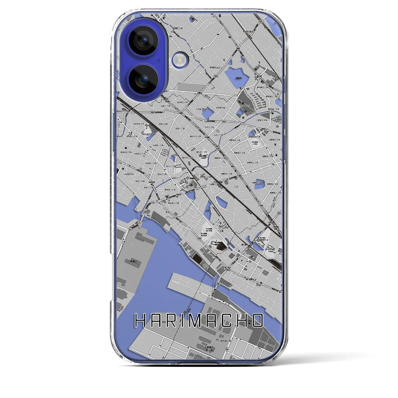 【播磨町(兵庫県)】地図柄iPhoneケース(クリアタイプ)モノトーン・iPhone 16 Pro Max 用