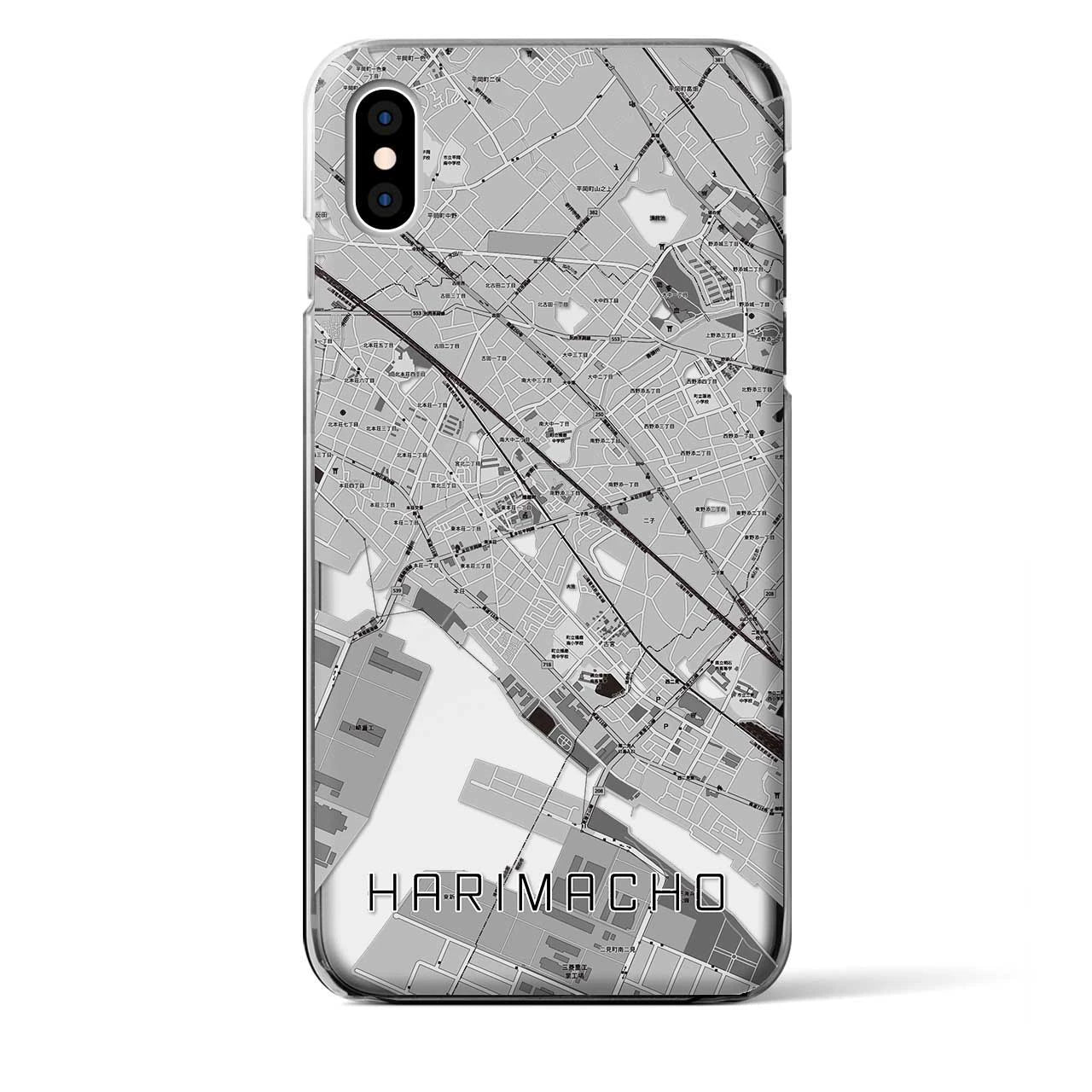 【播磨町(兵庫県)】地図柄iPhoneケース(クリアタイプ)モノトーン・iPhone XS Max 用