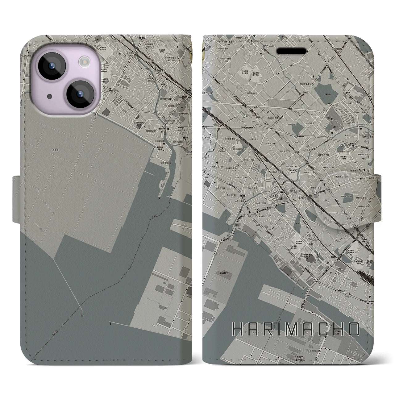 【播磨町(兵庫県)】地図柄iPhoneケース(手帳タイプ)