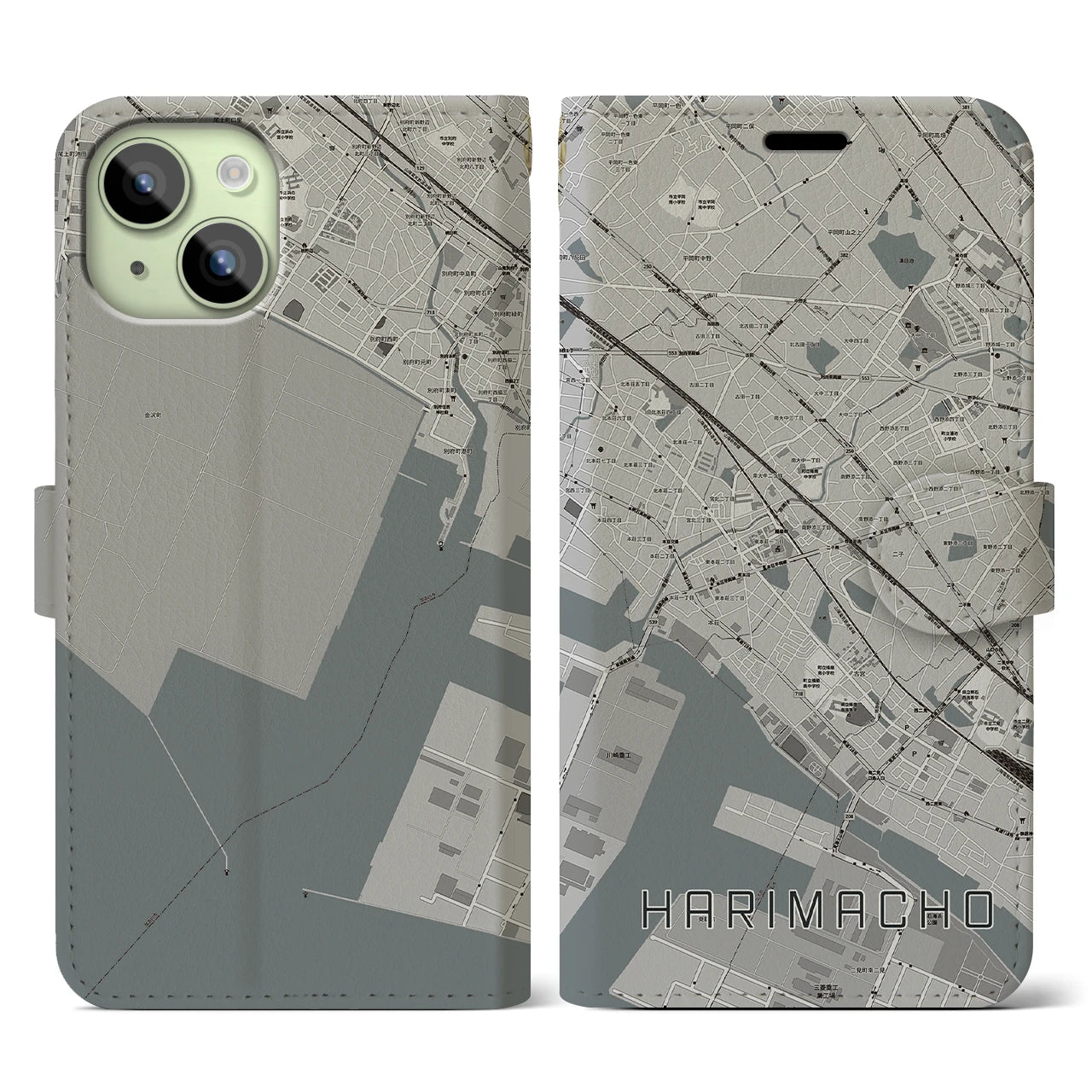 【播磨町(兵庫県)】地図柄iPhoneケース(手帳タイプ)